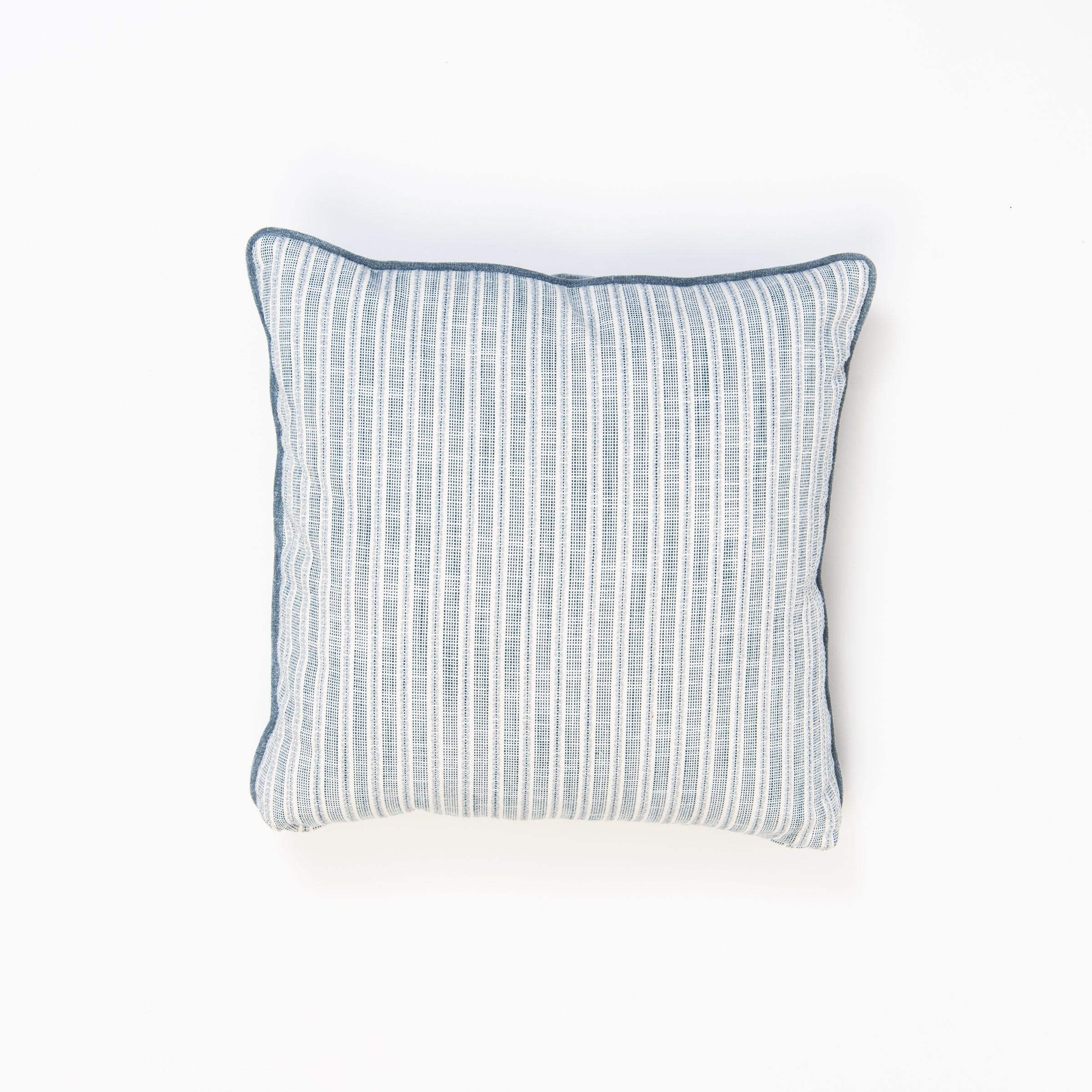 On Holiday Denim Custom Throw Pillow on a white background at Addison West
