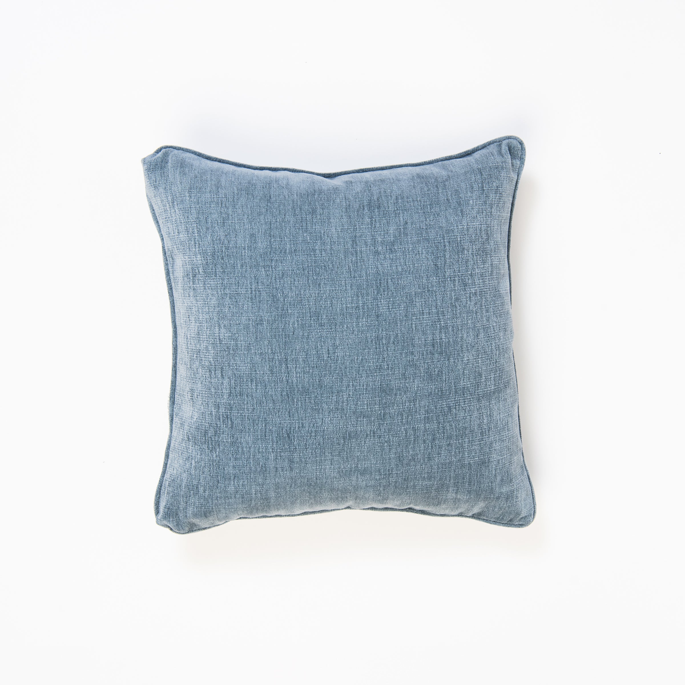On Holiday Denim Custom Throw Pillow on a white background at Addison West