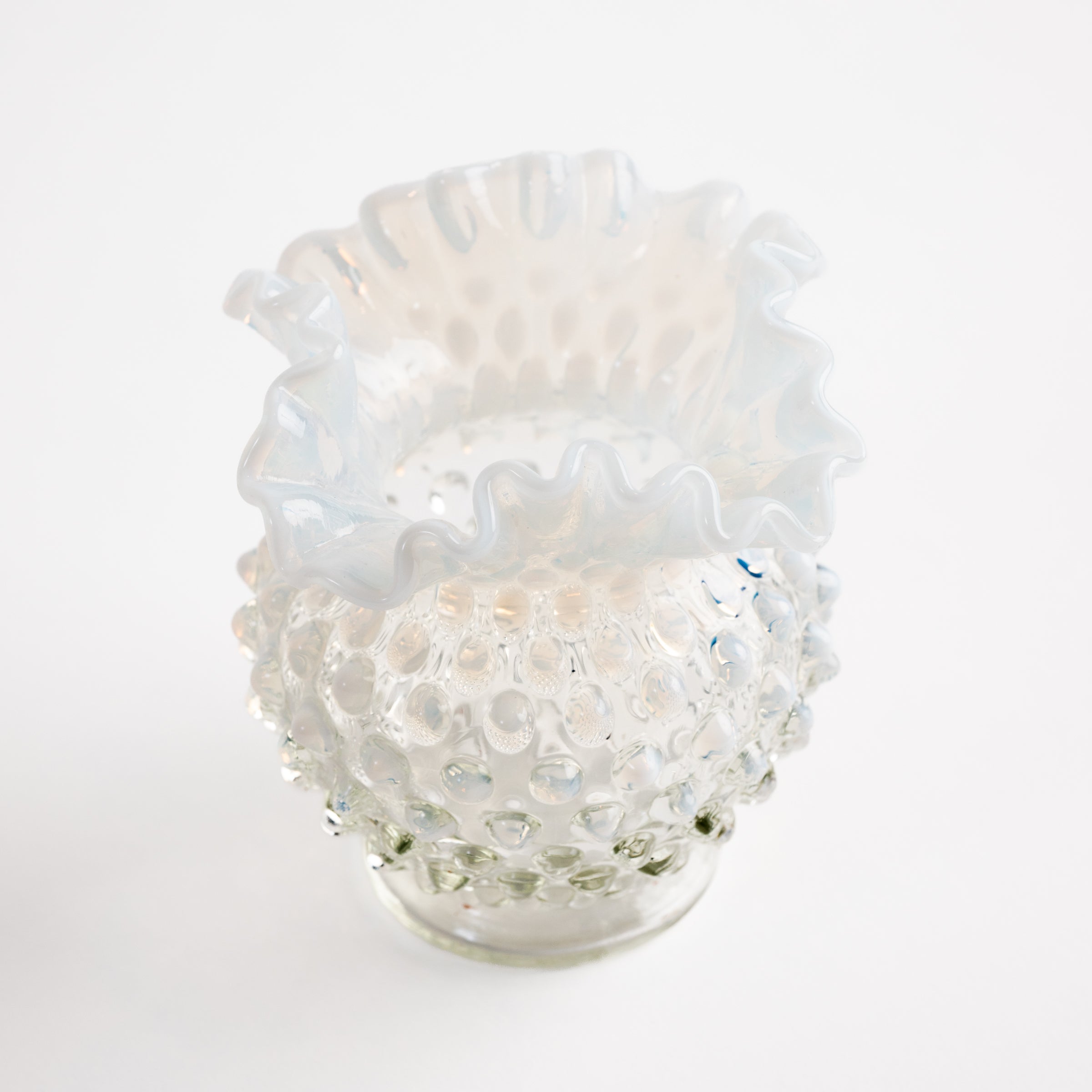 Vintage Hobnail Opalescent Vase #1 on a white background at Addison West