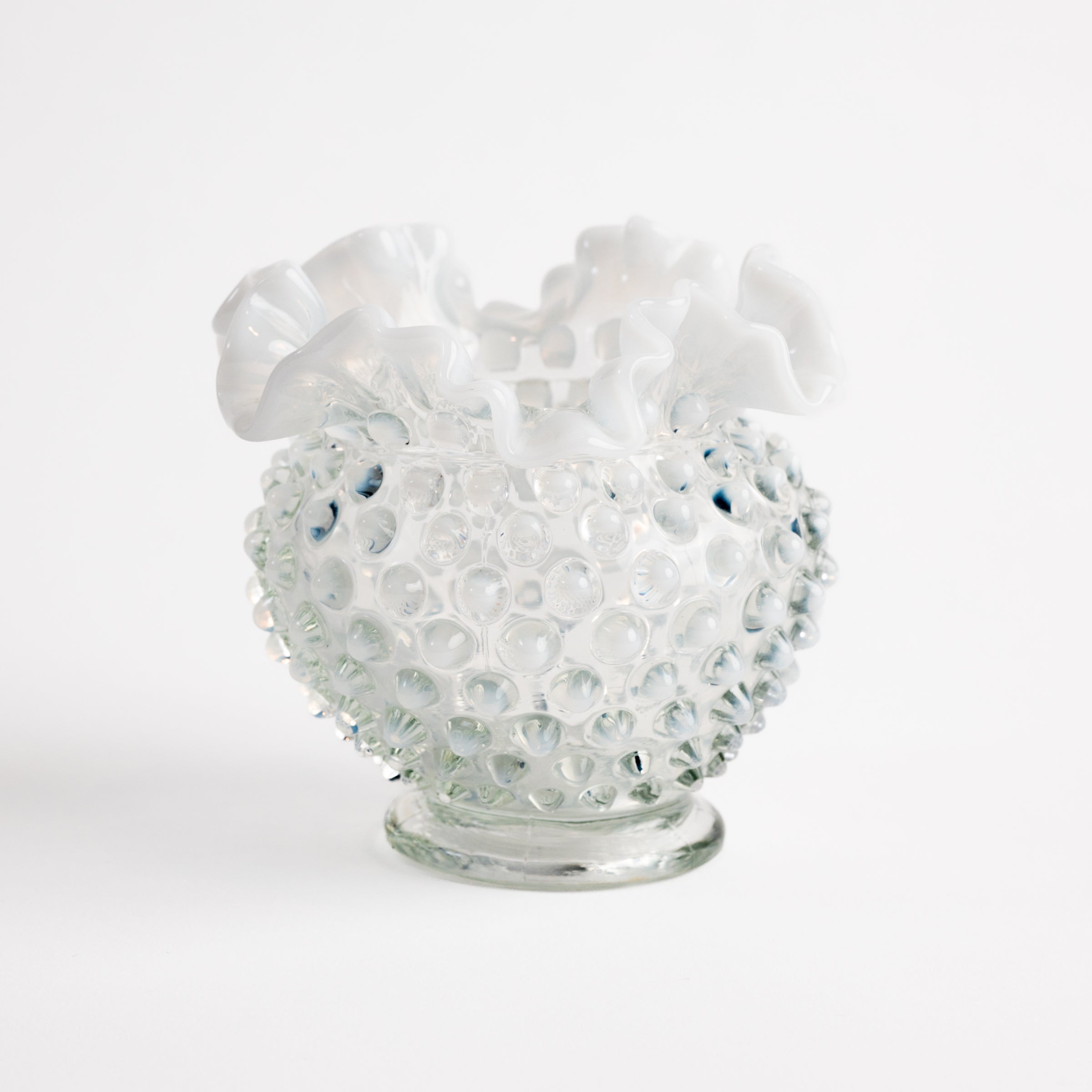 Vintage Hobnail Opalescent Vase #2 on a white background at Addison West