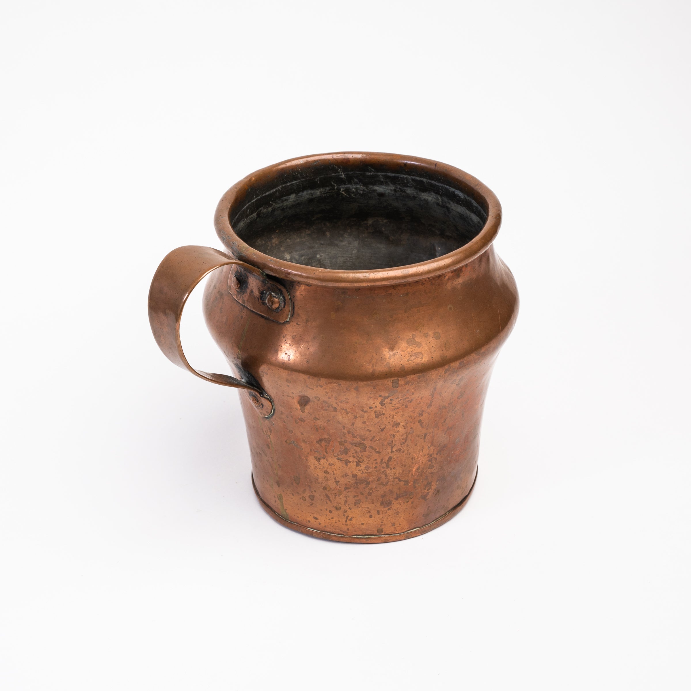 Vintage Large Copper Tavern Pitcher on a white background at Addison West