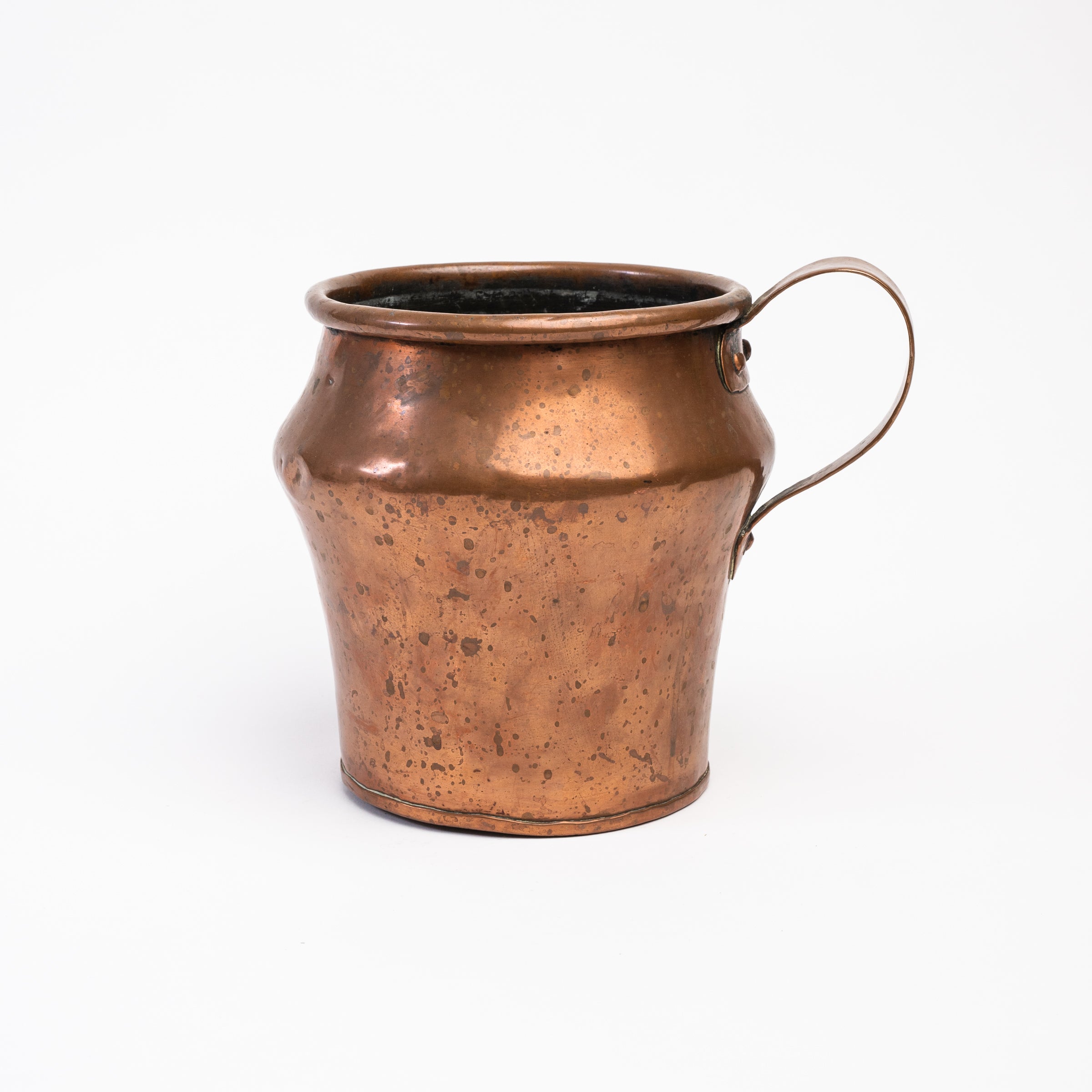 Vintage Large Copper Tavern Pitcher on a white background at Addison West