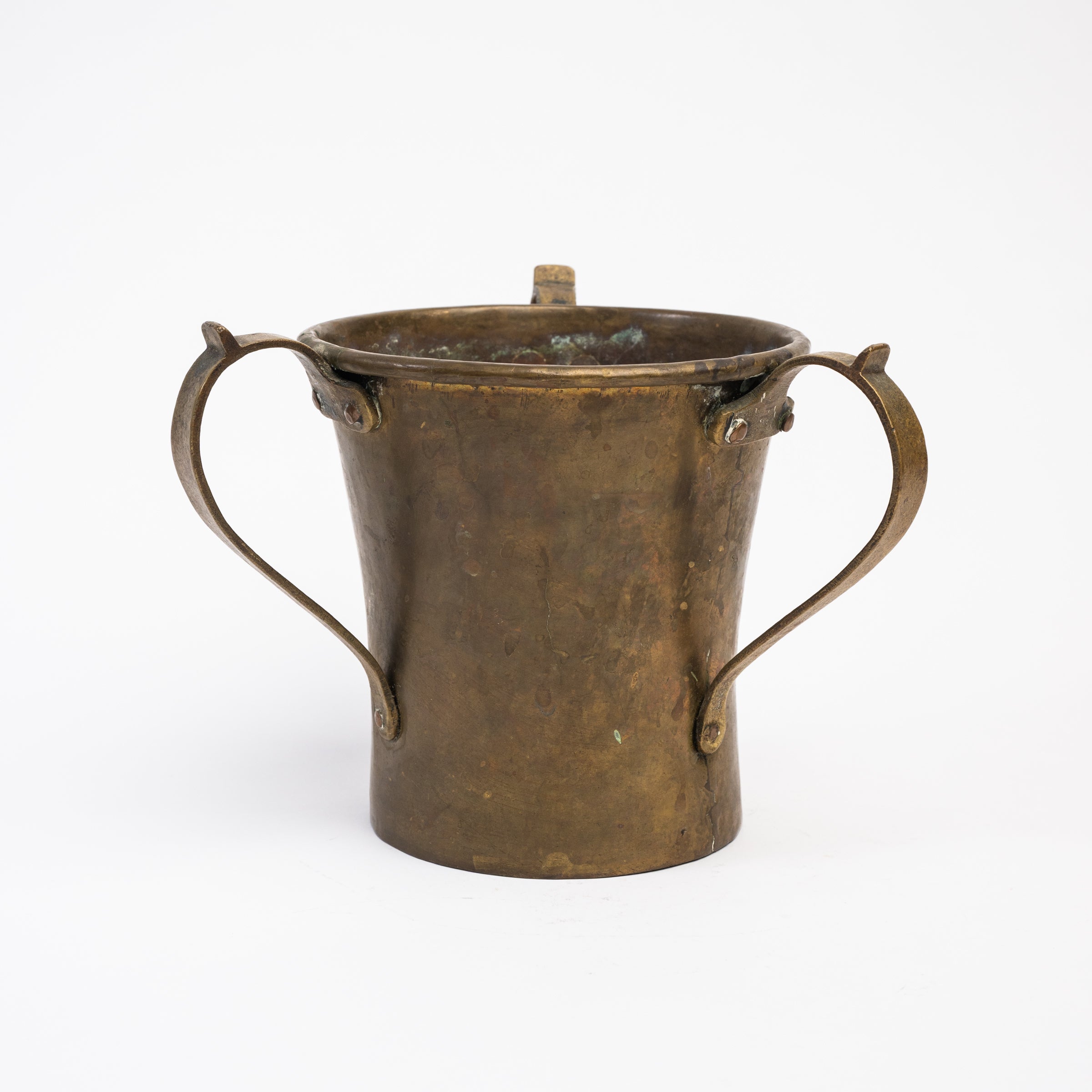 Vintage Brass Handled Vessel on a white background at Addison West