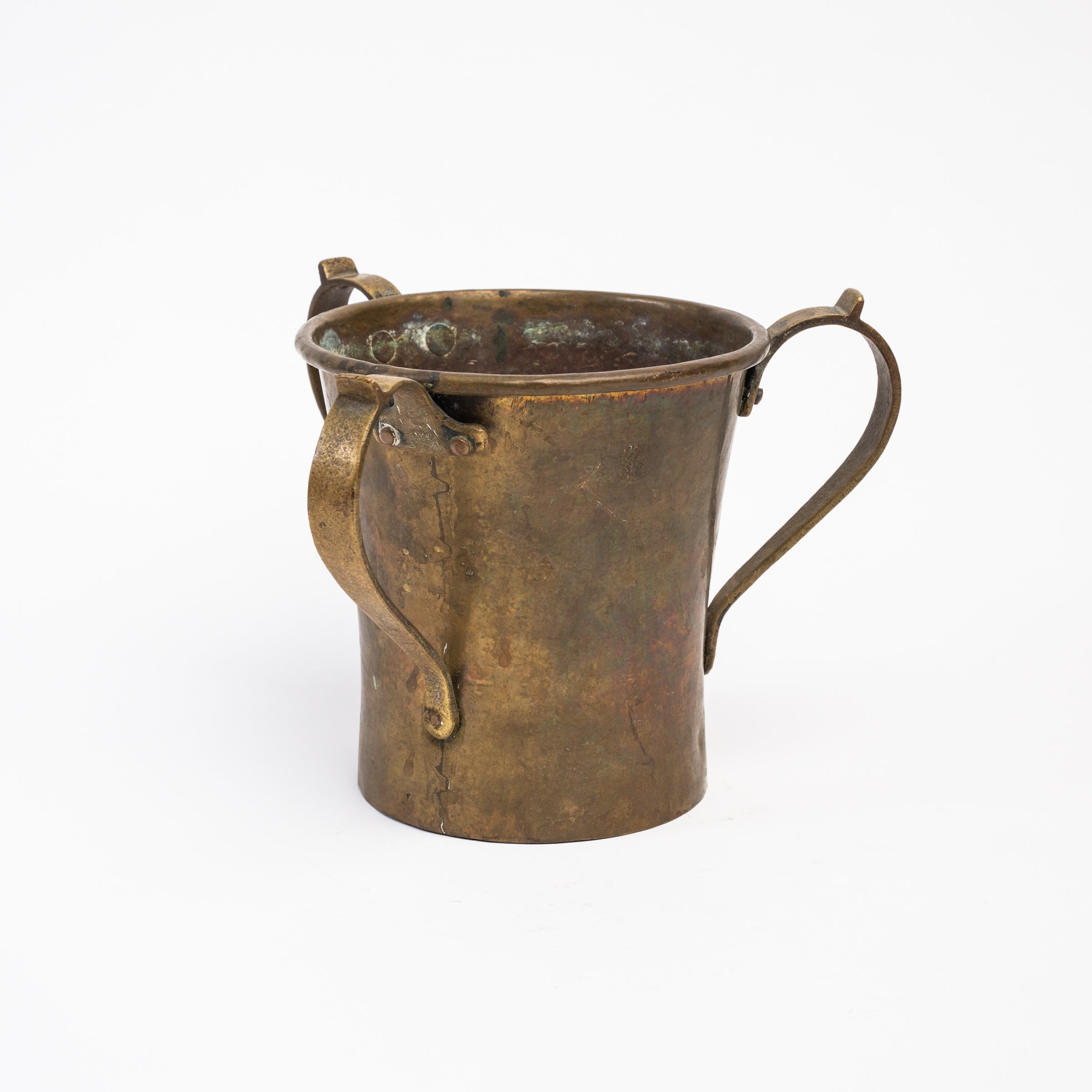 Vintage Brass Handled Vessel on a white background at Addison West