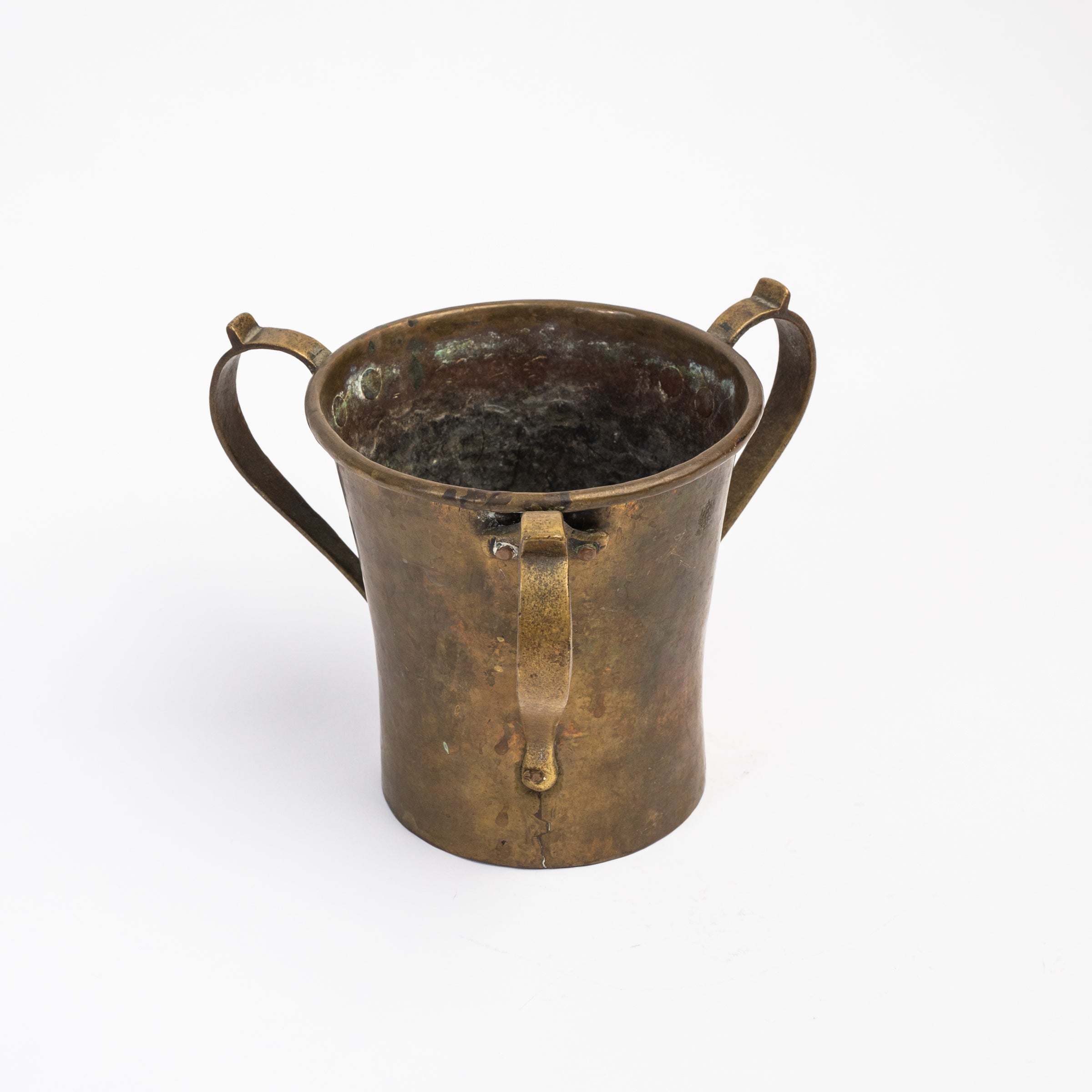 Vintage Brass Handled Vessel on a white background at Addison West