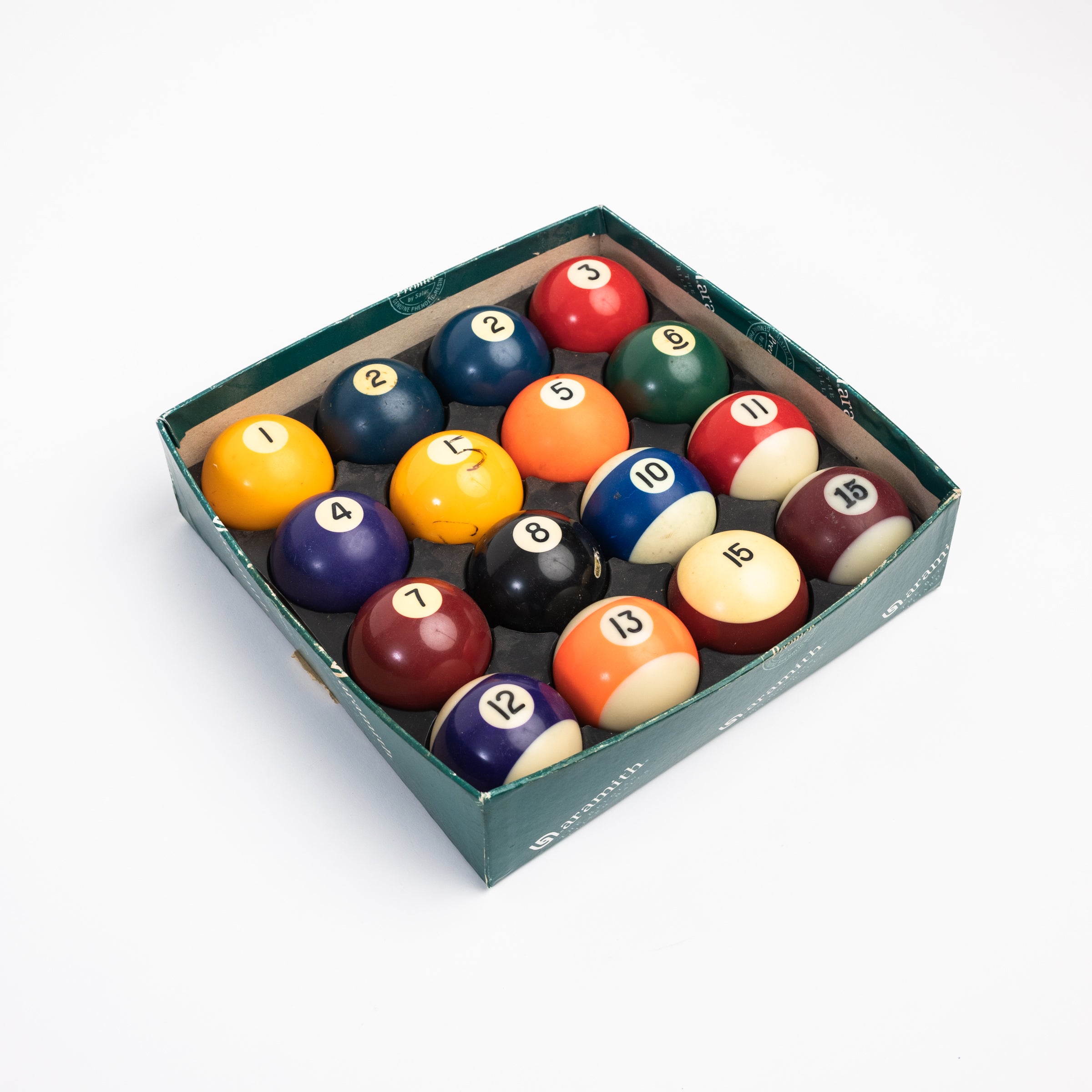 Vintage Pool Balls on a white background at Addison West