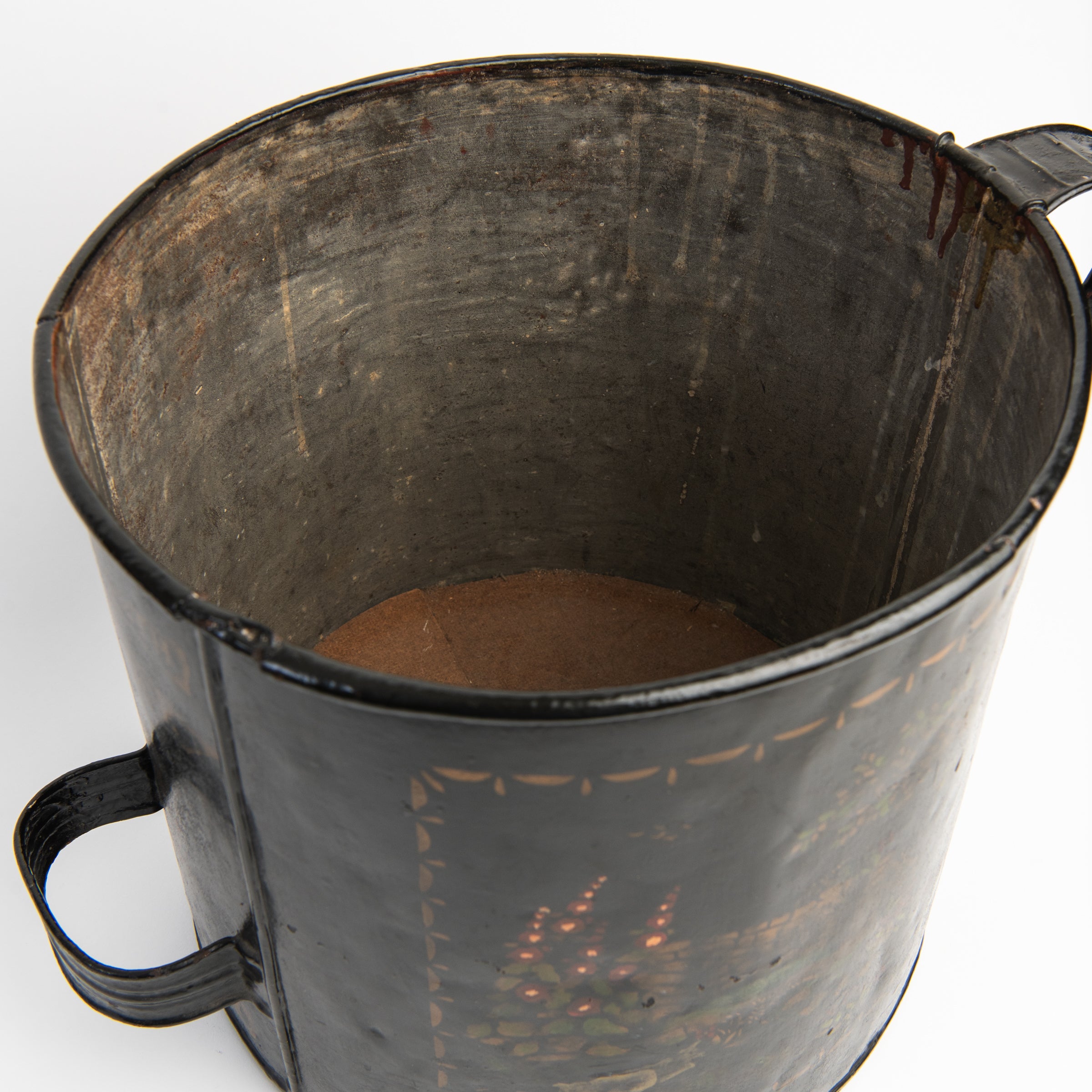 Vintage Tole Painted Ash Pail on a white background at Addison West