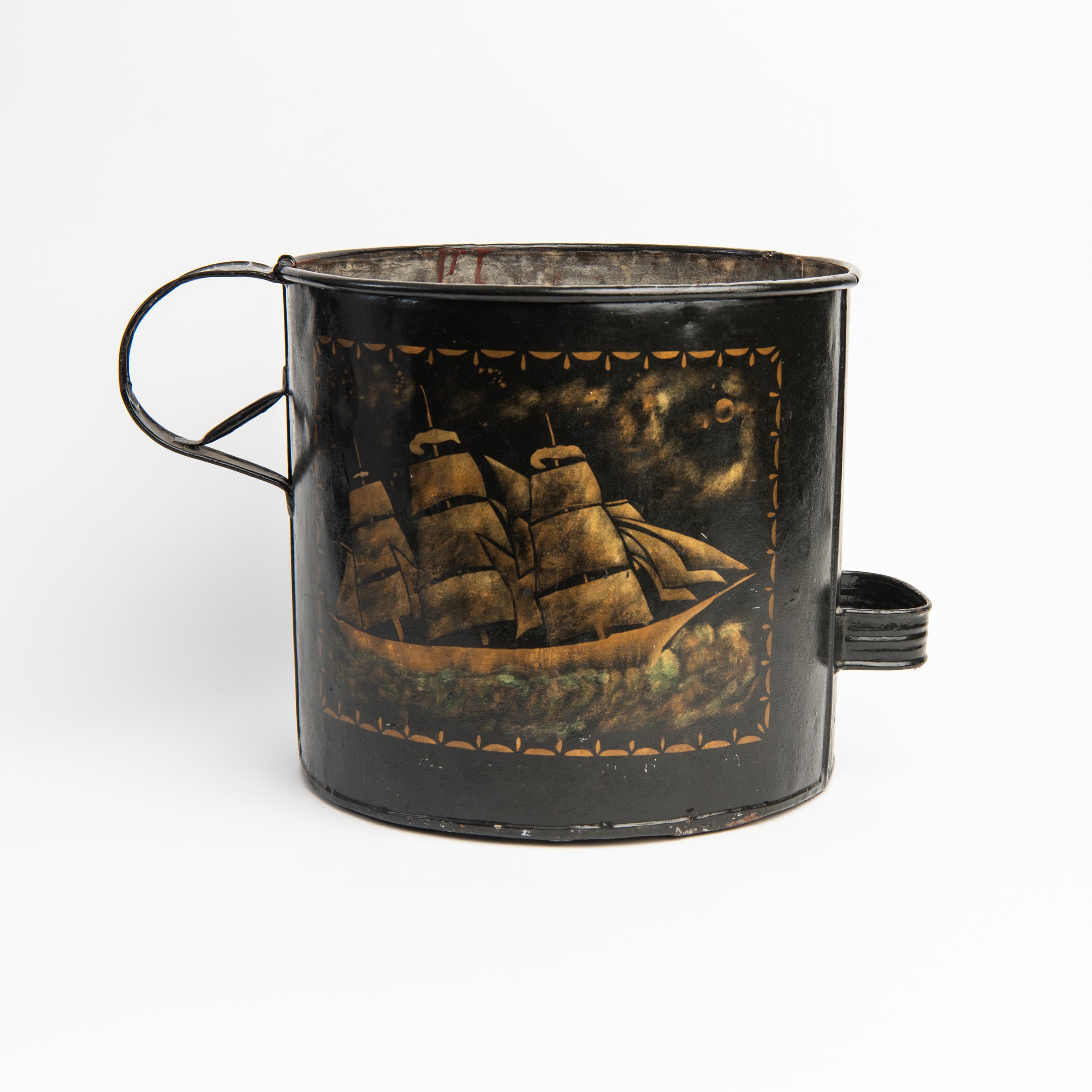 Vintage Tole Painted Ash Pail on a white background at Addison West