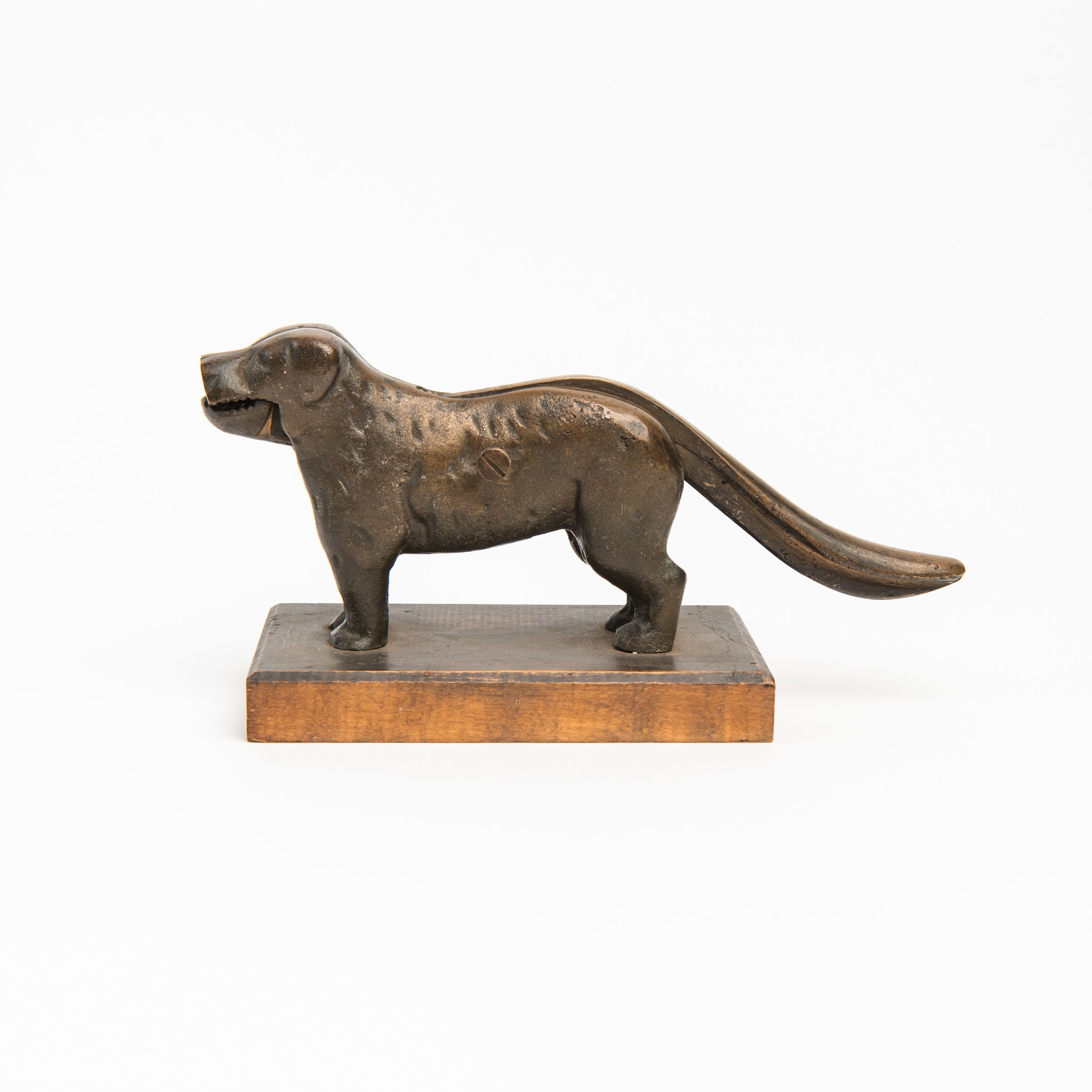 Vintage Bronze Dog Nutcracker on a white background at Addison West