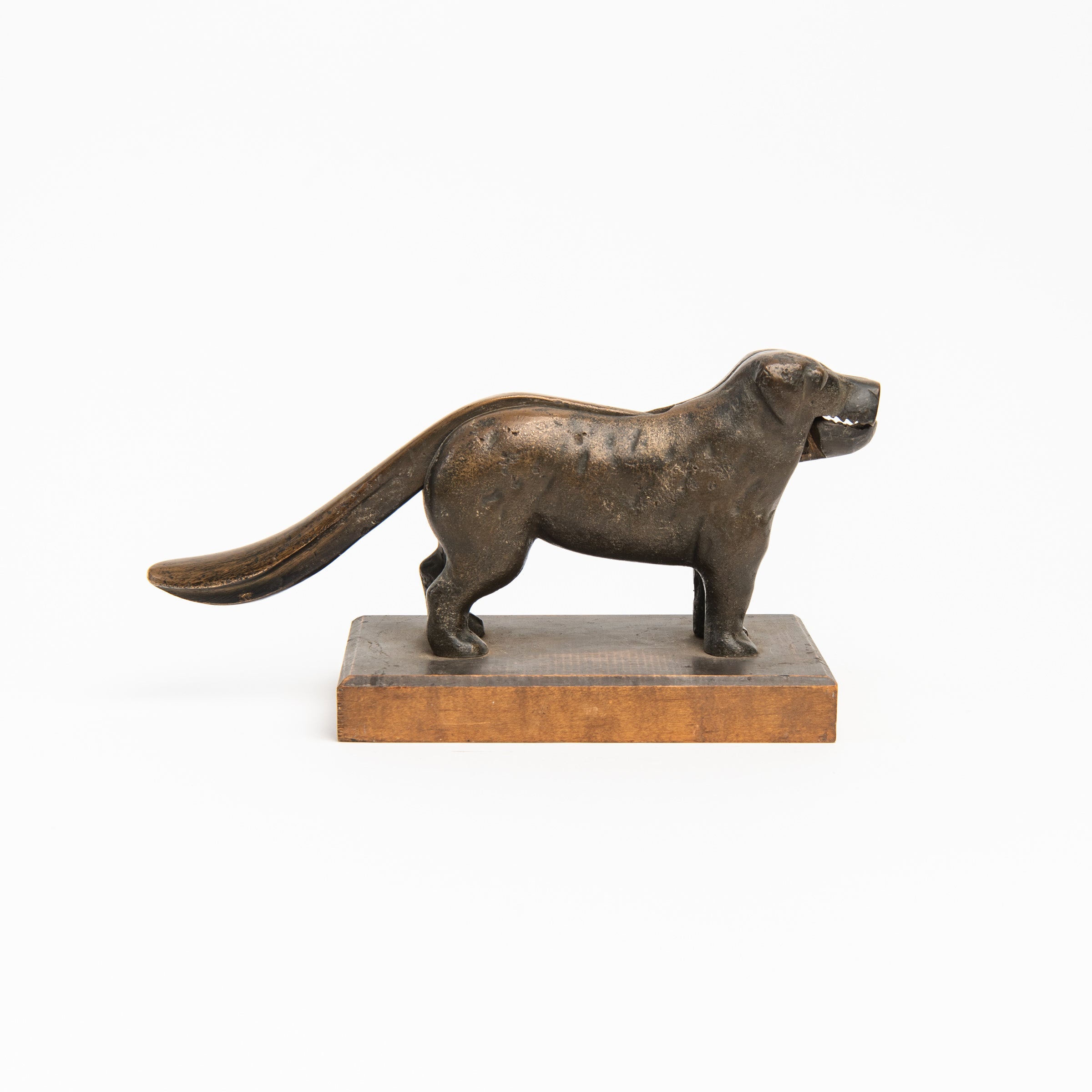 Vintage Bronze Dog Nutcracker on a white background at Addison West