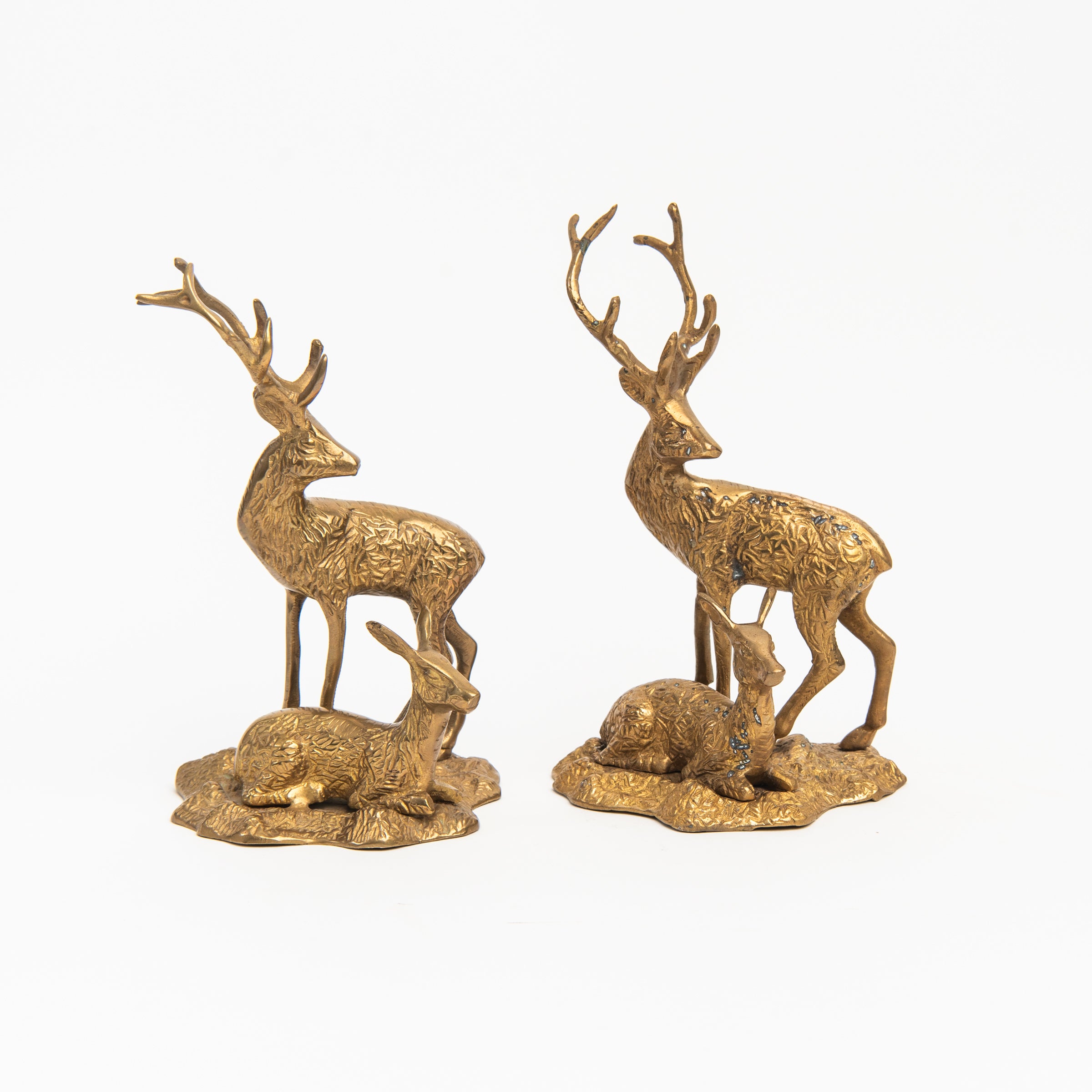 Vintage Brass Buck and Doe on a white background at Addison West