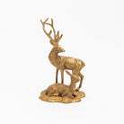 Vintage Patinaed Brass Buck and Doe on a white background at Addison West