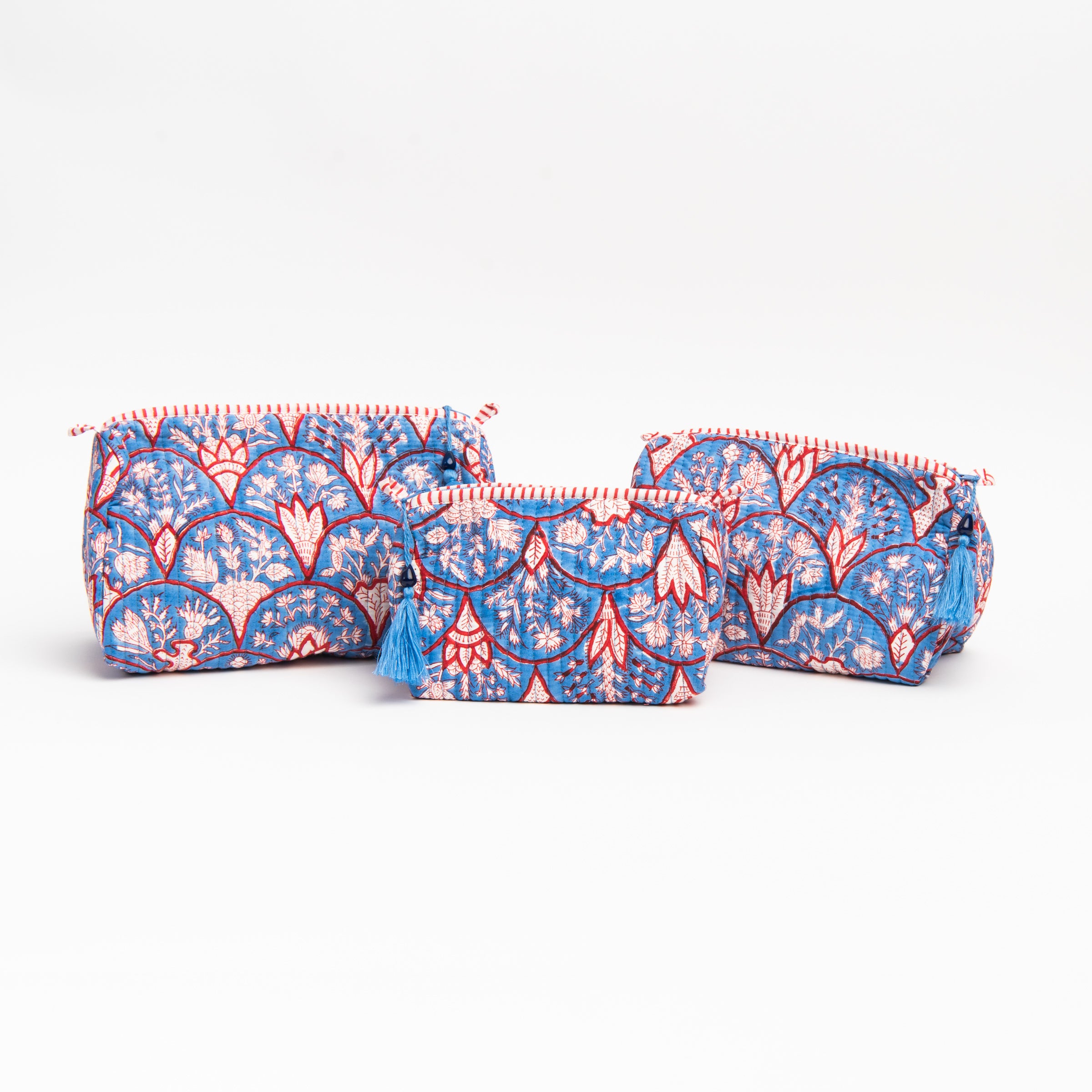 Cornflower Print Toiletry Bag on a white background at Addison West