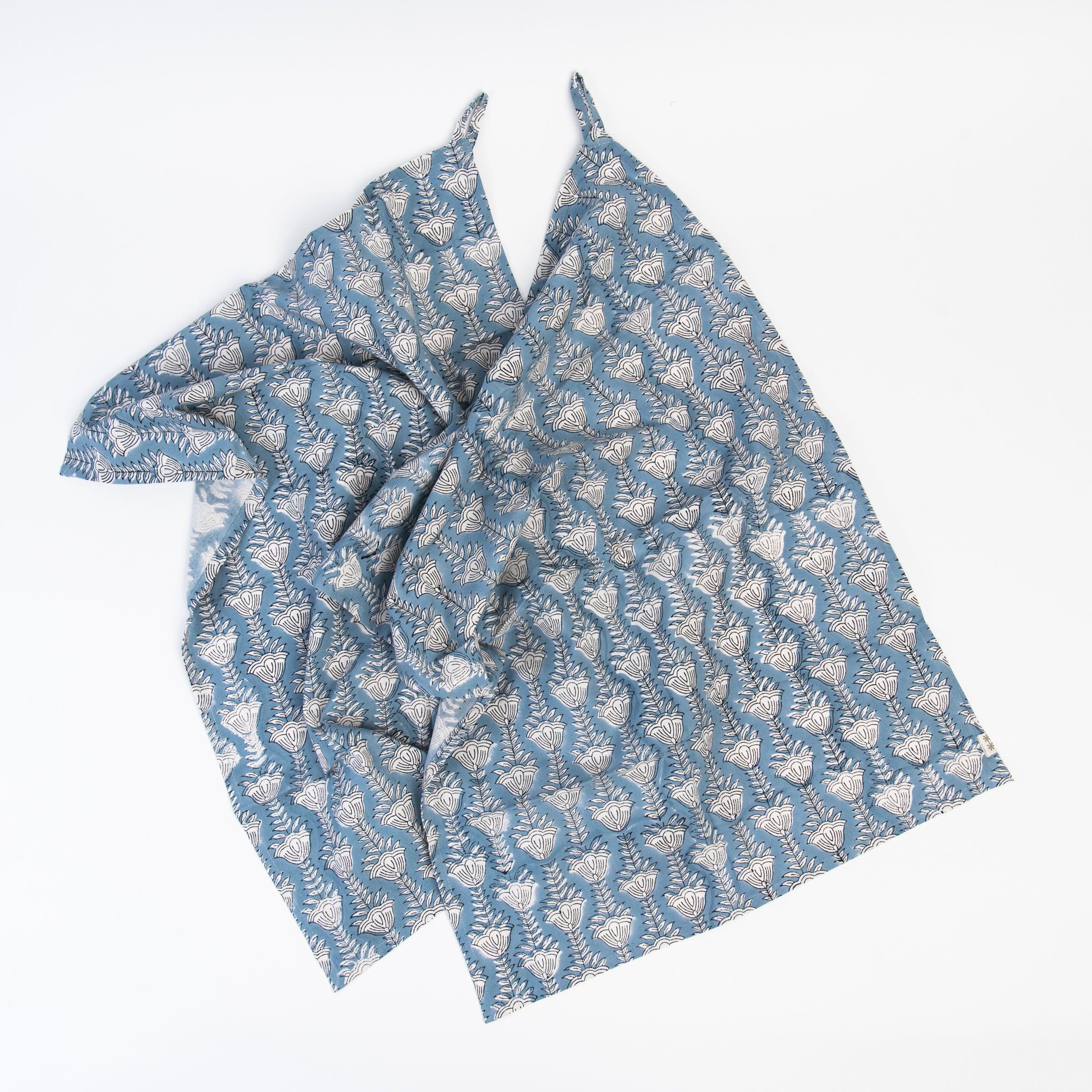 Bluebell Block Print Tea Towels, Set of 2 on a white background at Addison West