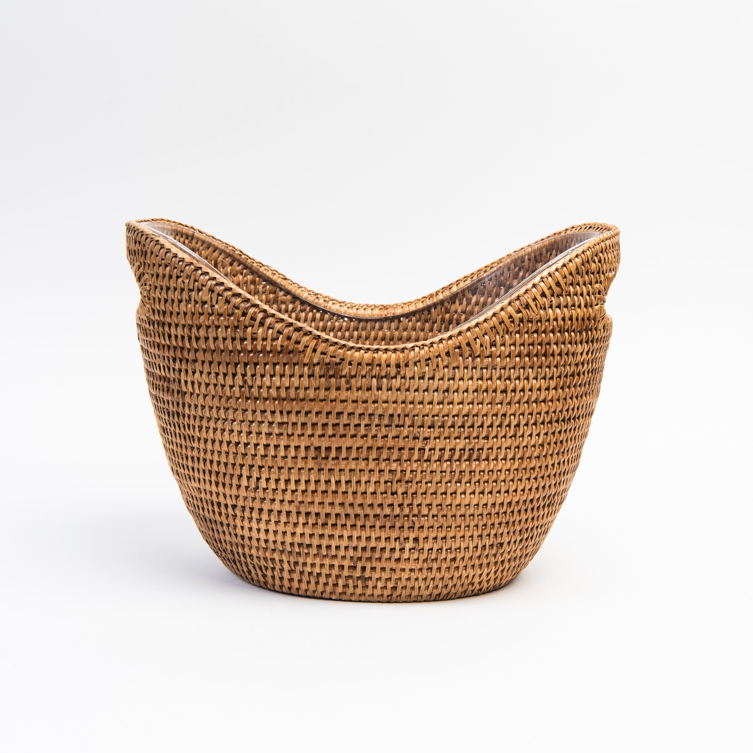 Rattan Champagne Bucket with Acrylic Insert on a white background at Addison West