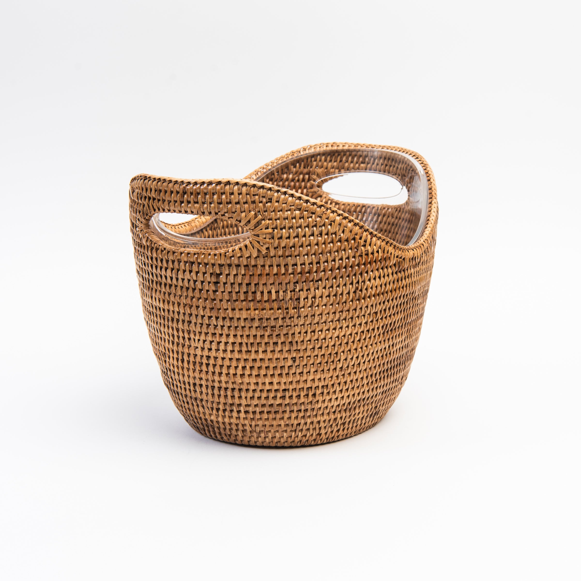 Rattan Champagne Bucket with Acrylic Insert on a white background at Addison West