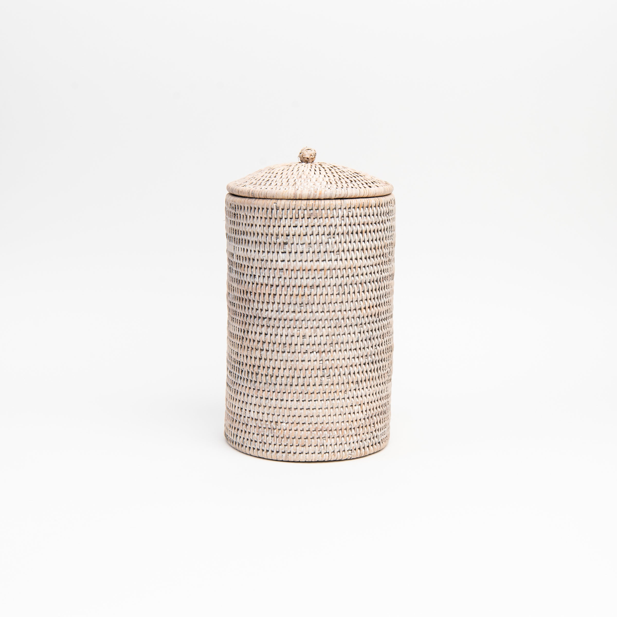 Rattan Toilet Paper Holder in White Wash on a white background at Addison West
