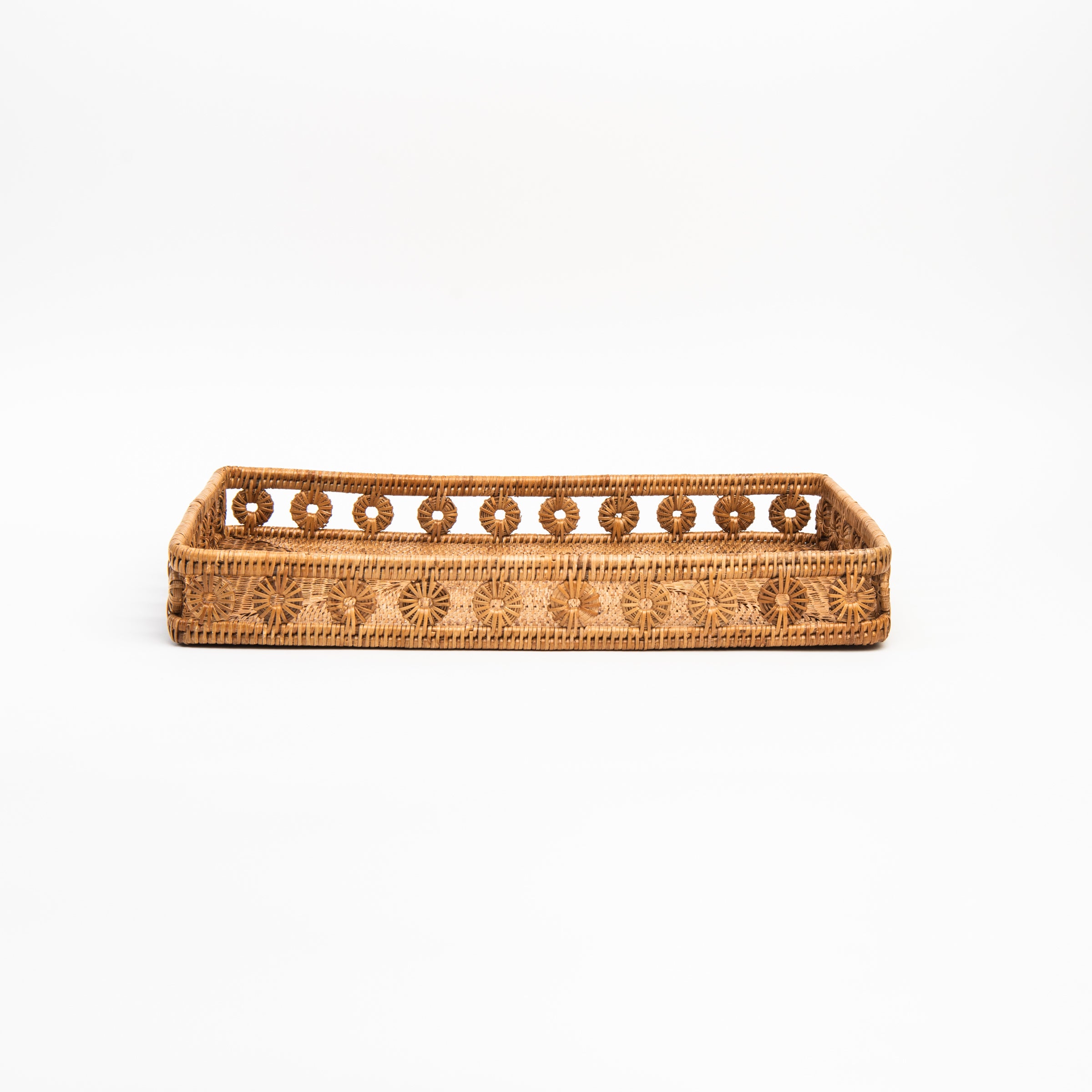 Ingrid Rattan Rectangular Tray on a white background at Addison West