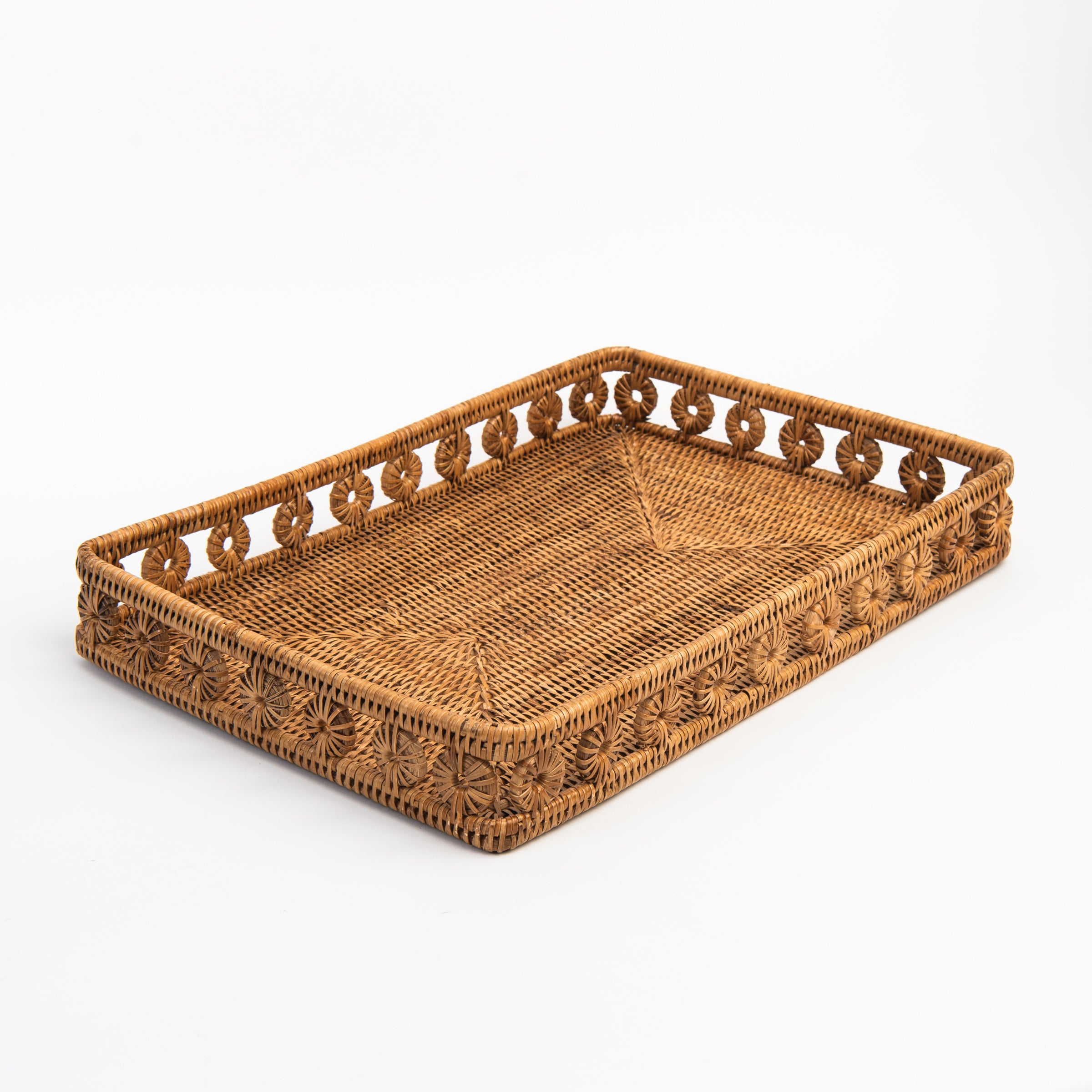Ingrid Rattan Rectangular Tray on a white background at Addison West