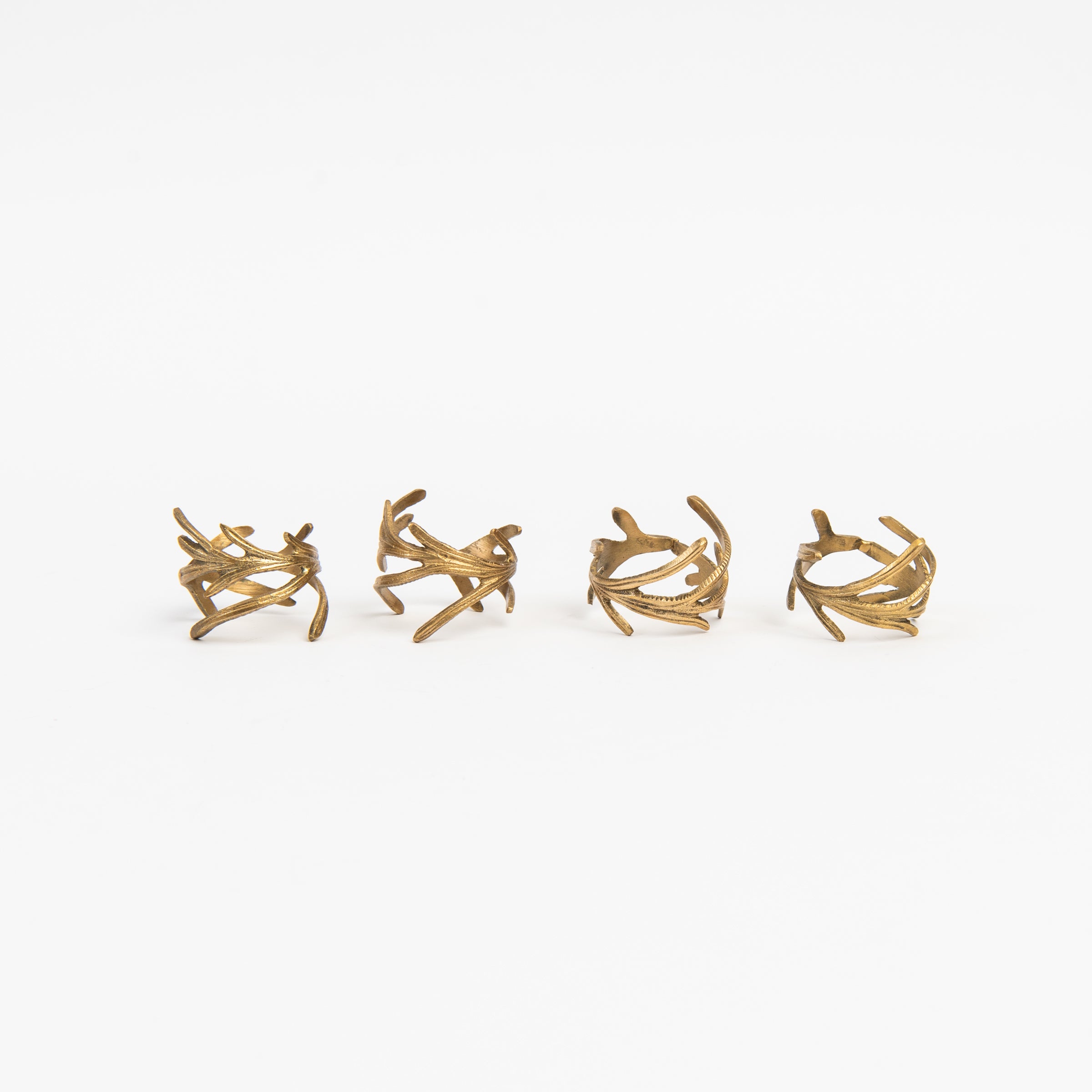 Vine Brass Napkin Ring, Set of 4 on a white background at Addison West