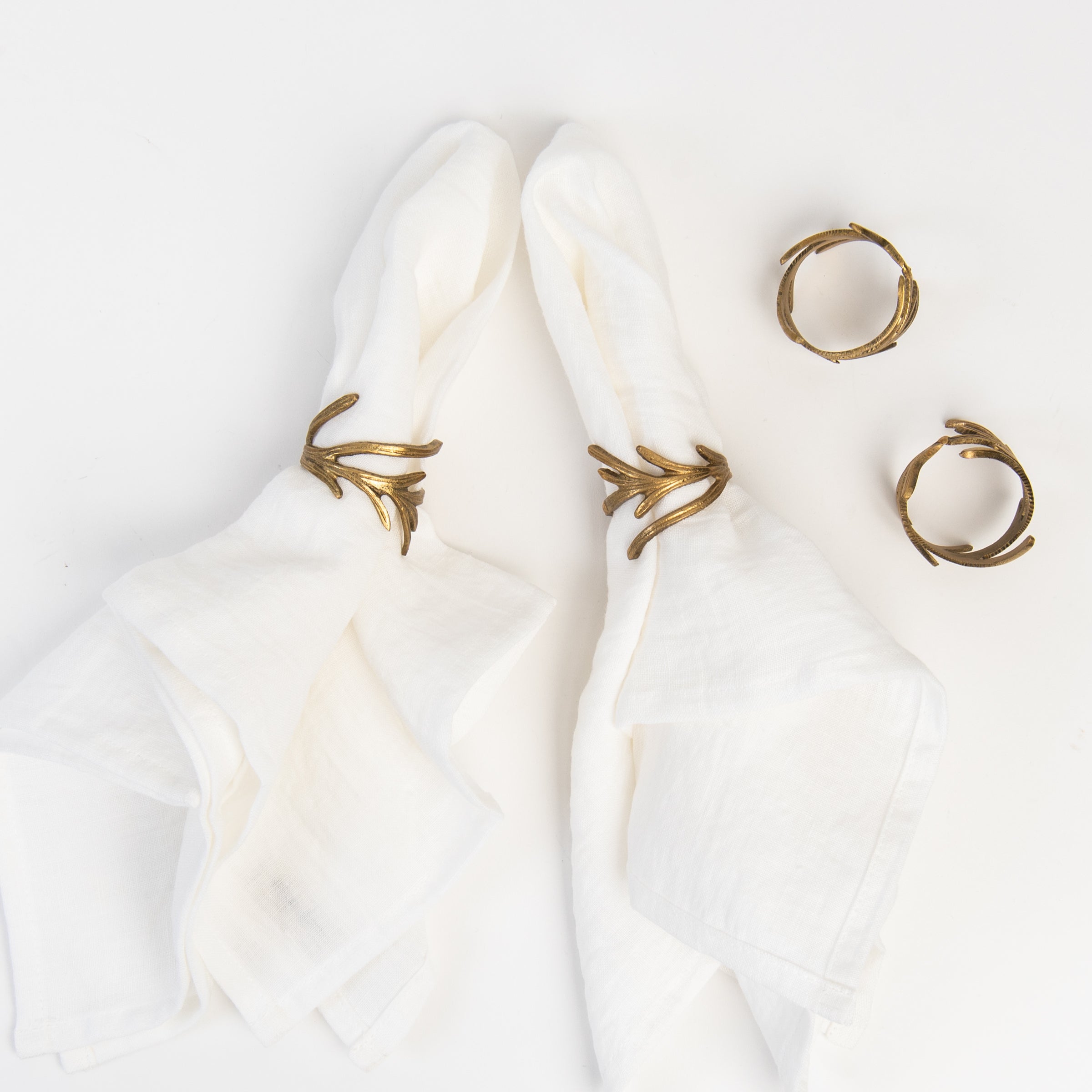 Vine Brass Napkin Ring, Set of 4 on a white background at Addison West