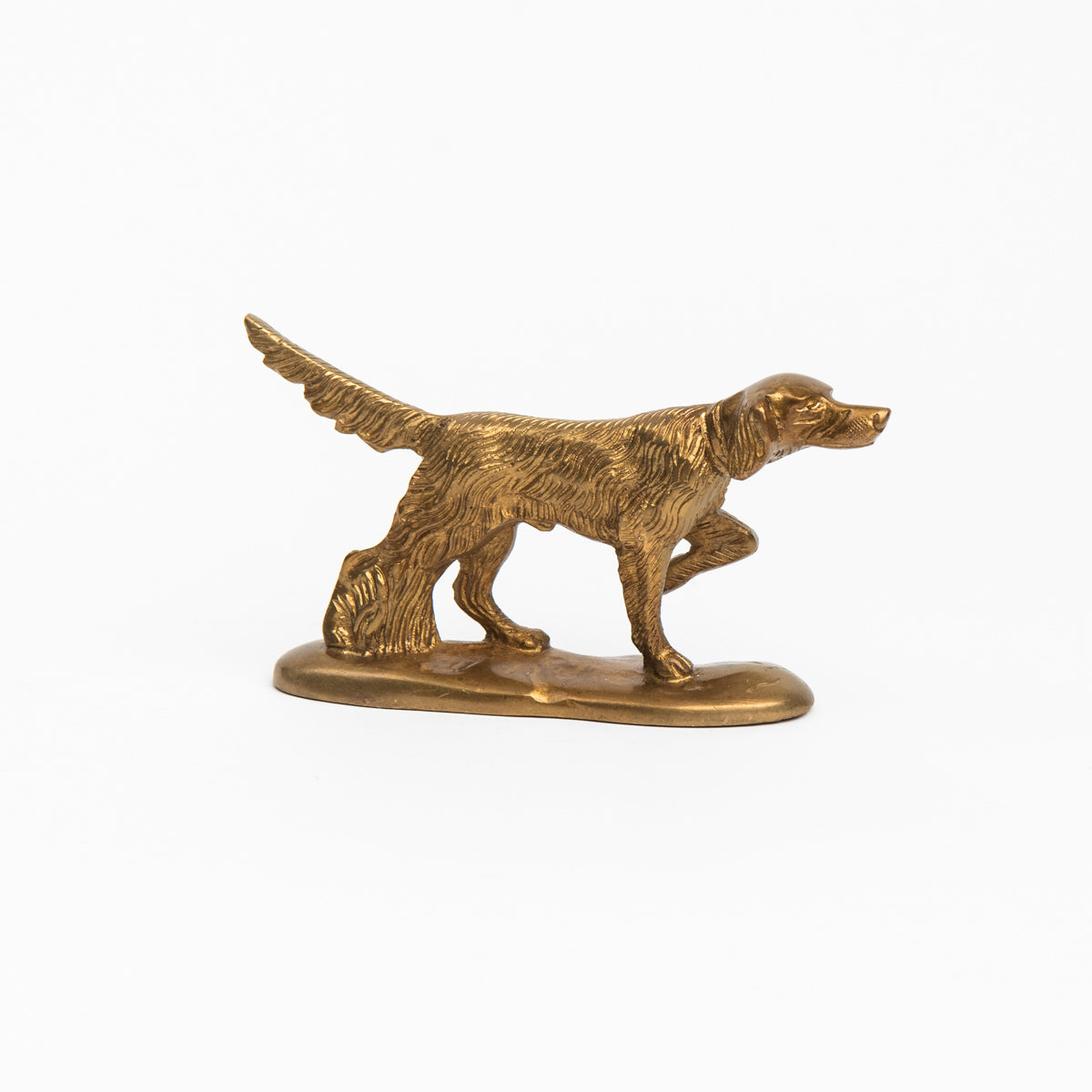 Antiqued Solid Brass Pointer Dog on a white background at Addison West