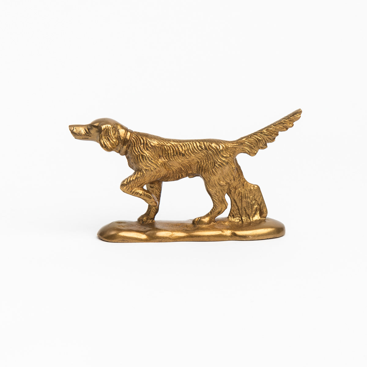 Antiqued Solid Brass Pointer Dog on a white background at Addison West
