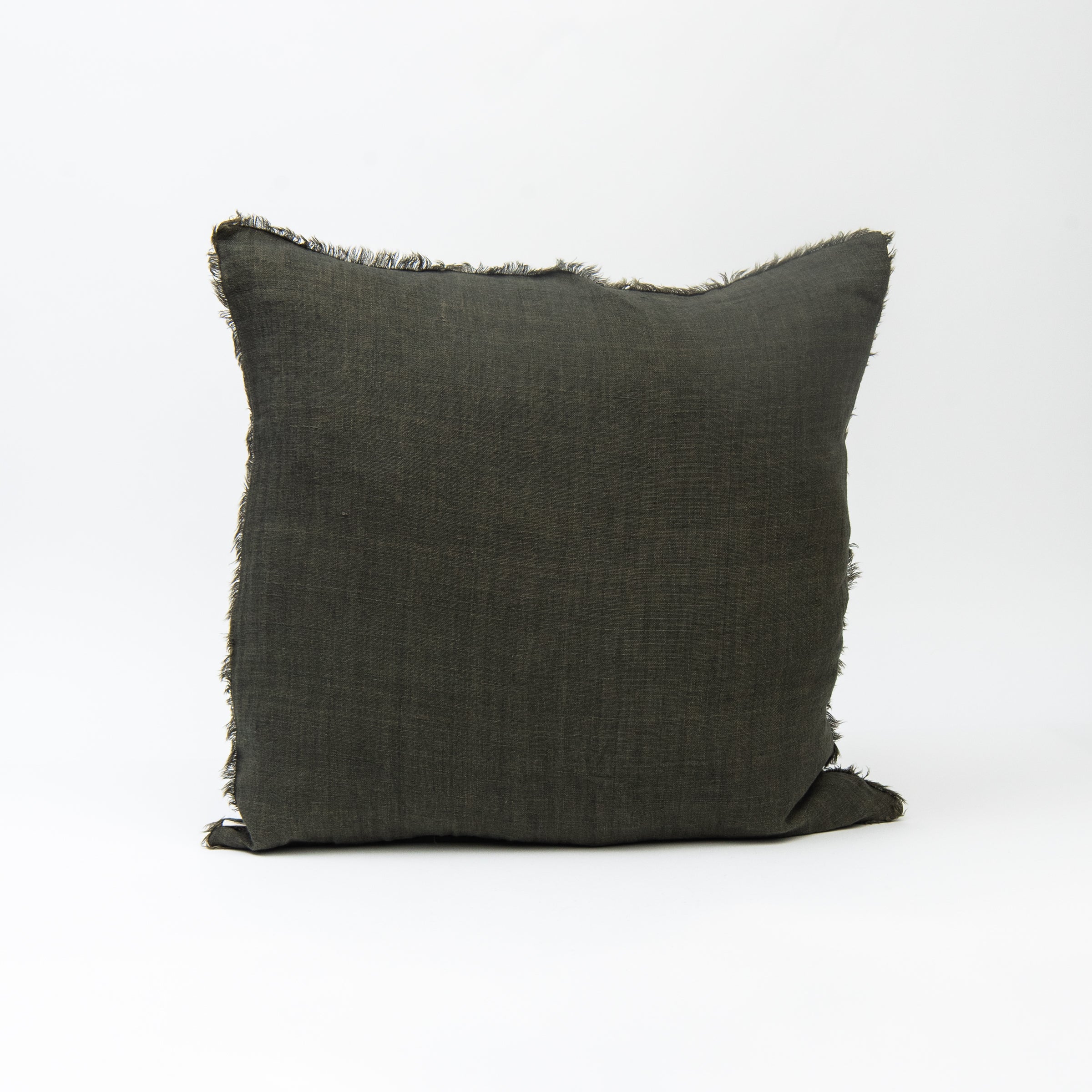 Lina Linen 20" Square Pillow in Avocado on a white background at Addison West