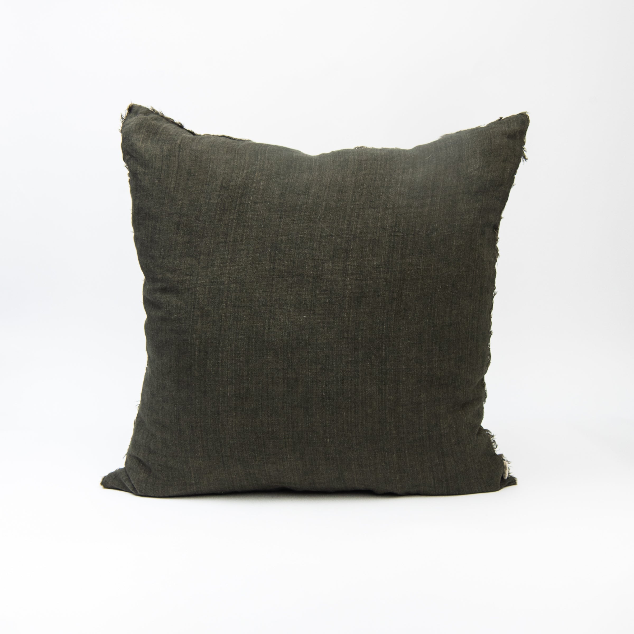 Lina Linen 24" Square Pillow in Avocado on a white background at Addison West