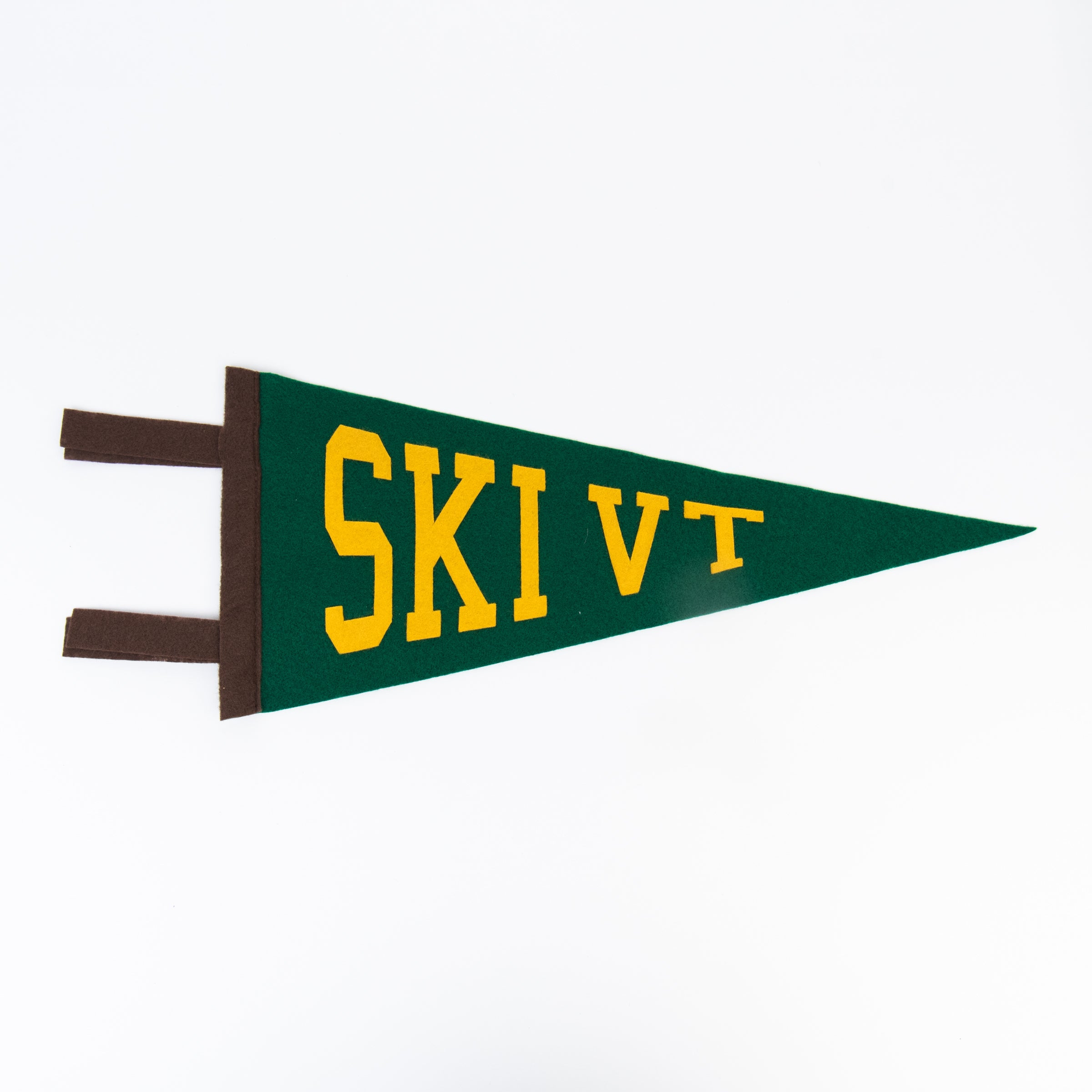 Ski VT Pennant in Green on a white background at Addison West