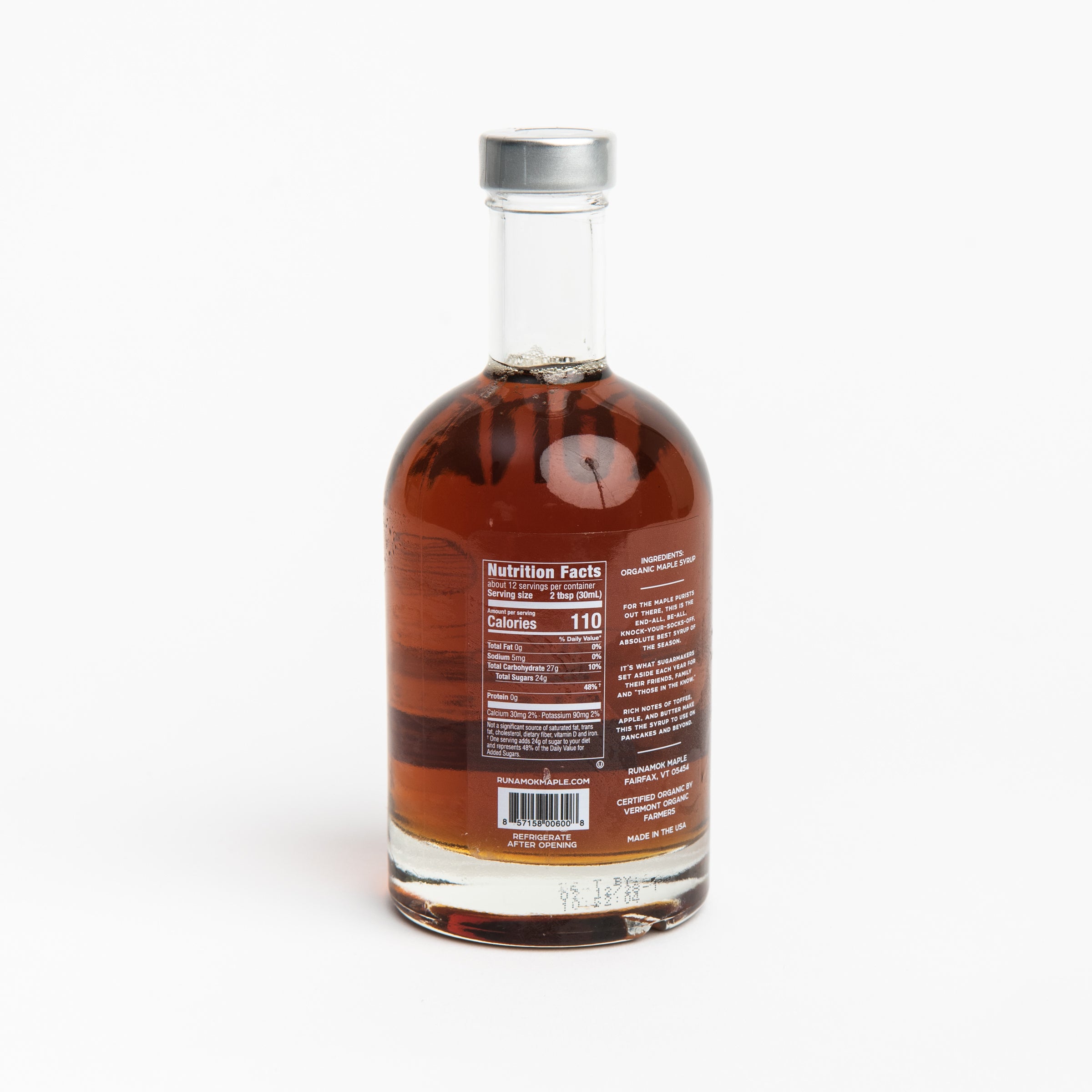 Runamok Sugarmaker's Cut Maple Syrup on a white background at Addison West