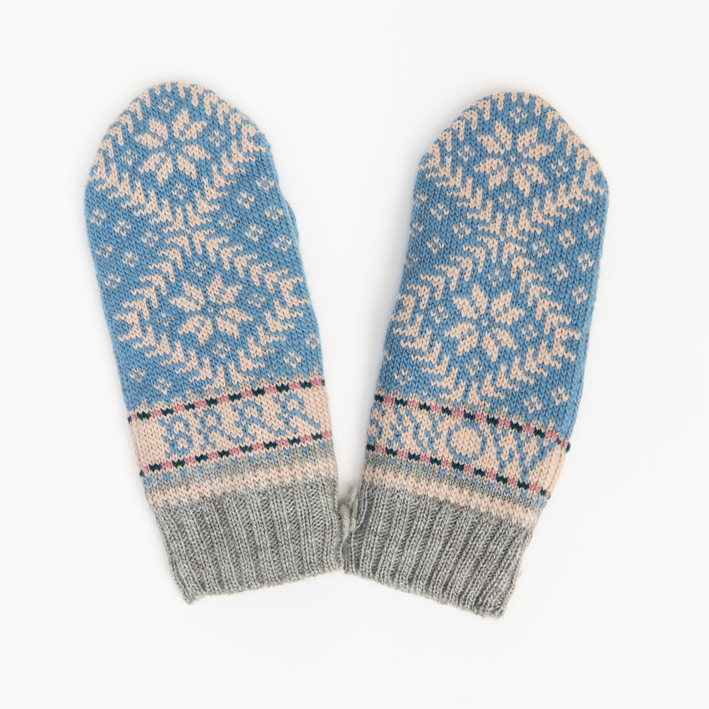 Novelty Nordic Mitten in Light Blue on a white background at Addison West
