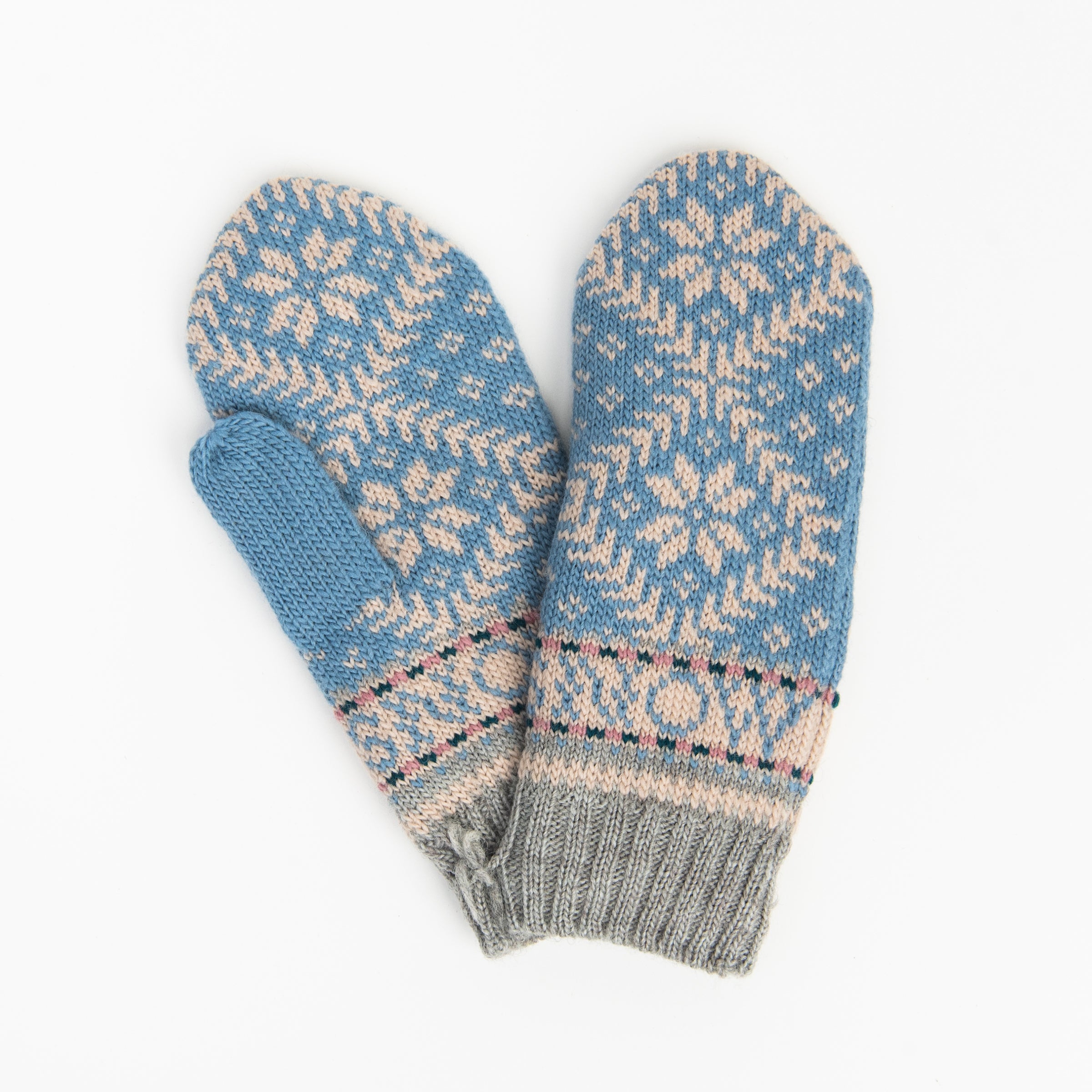 Novelty Nordic Mitten in Light Blue on a white background at Addison West