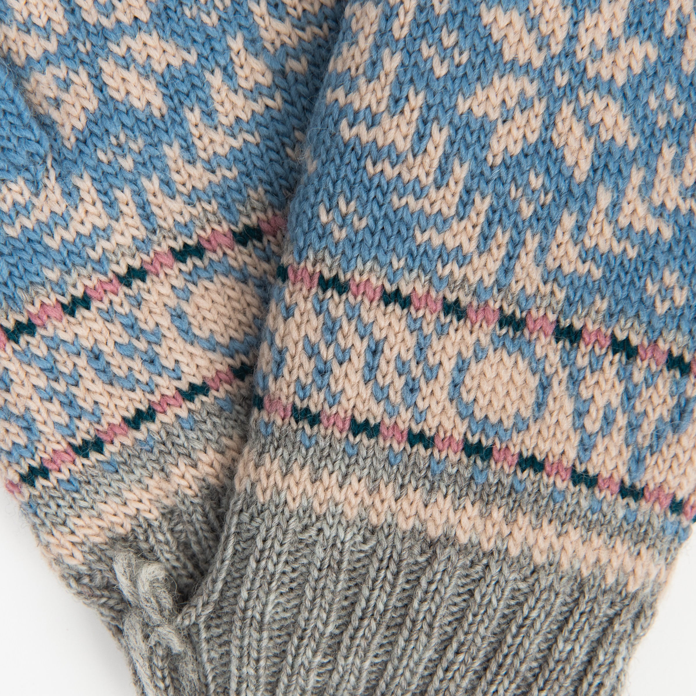 Novelty Nordic Mitten in Light Blue on a white background at Addison West