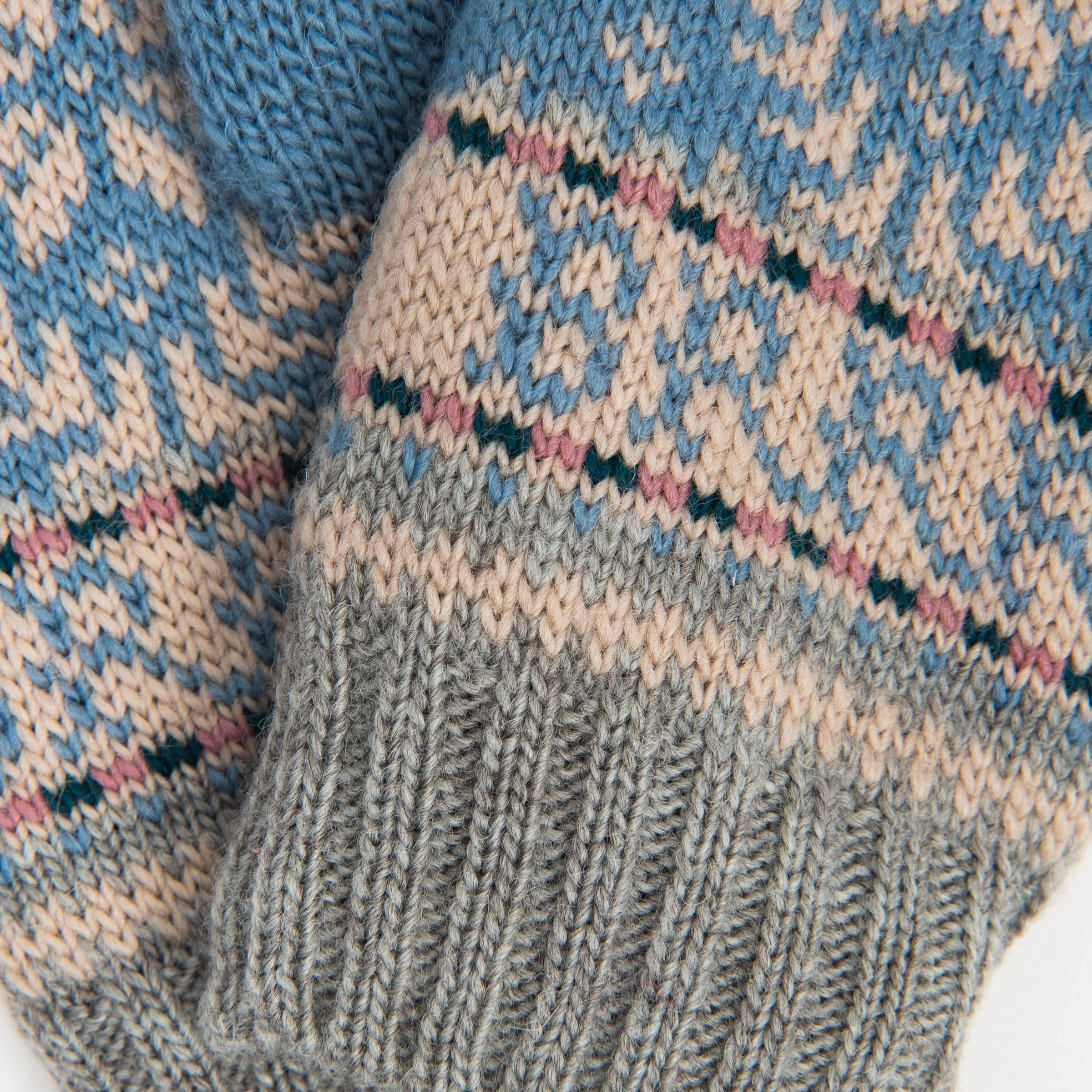 Novelty Nordic Mitten in Light Blue on a white background at Addison West