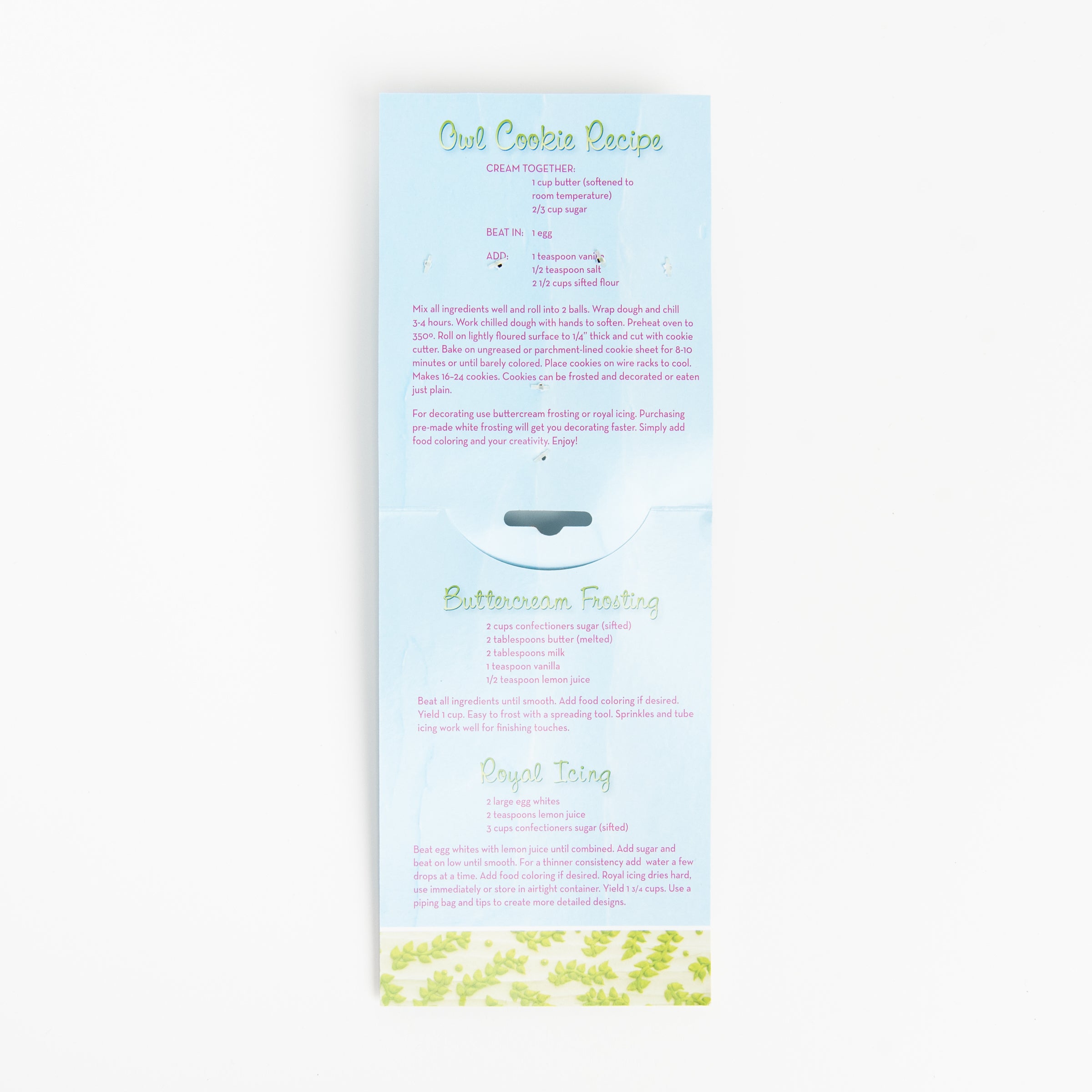 Owl Cookie Cutter with Recipe Card on a white background at Addison West