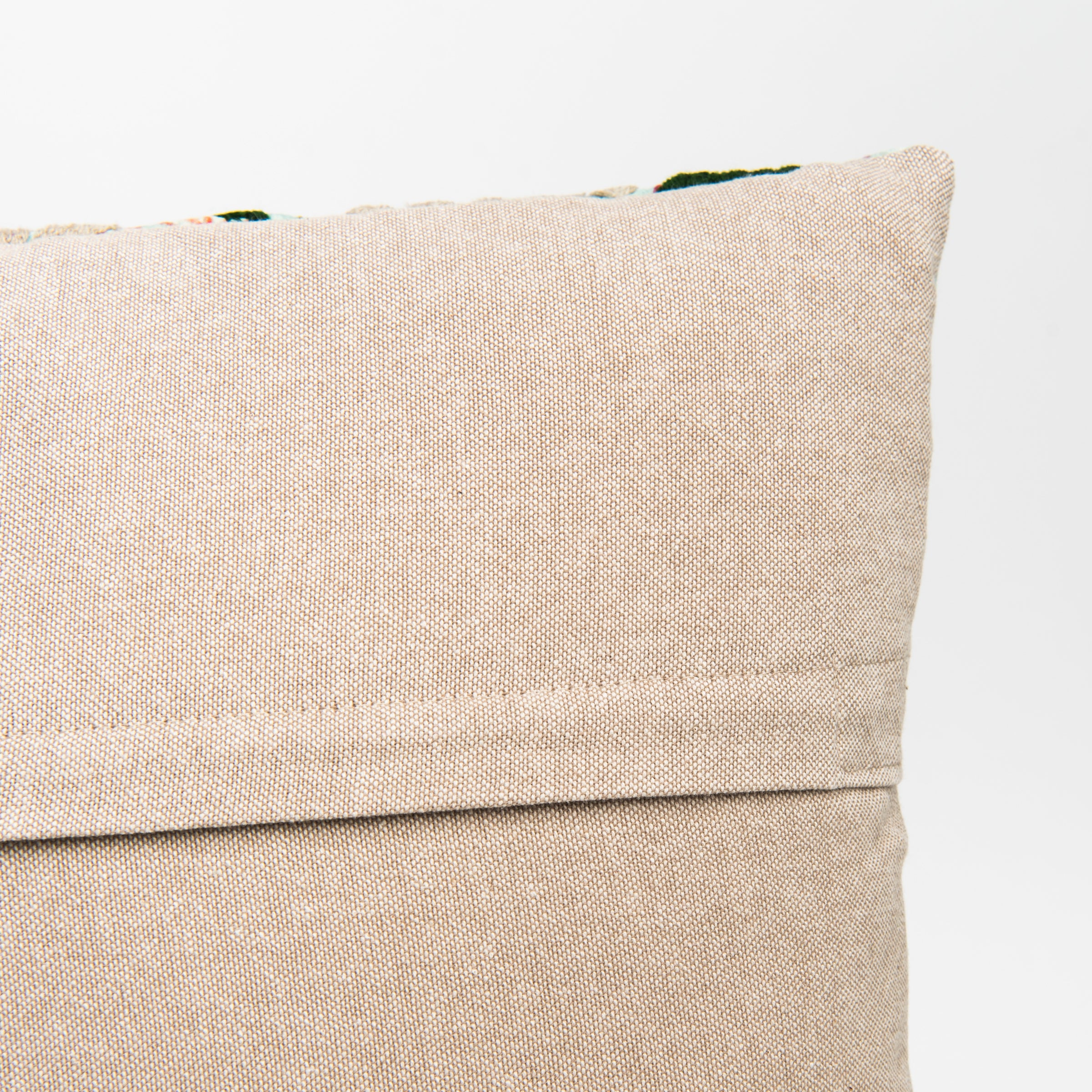 Close up of Back of Voile 18" Printed Throw Pillow on a white background at Addison West