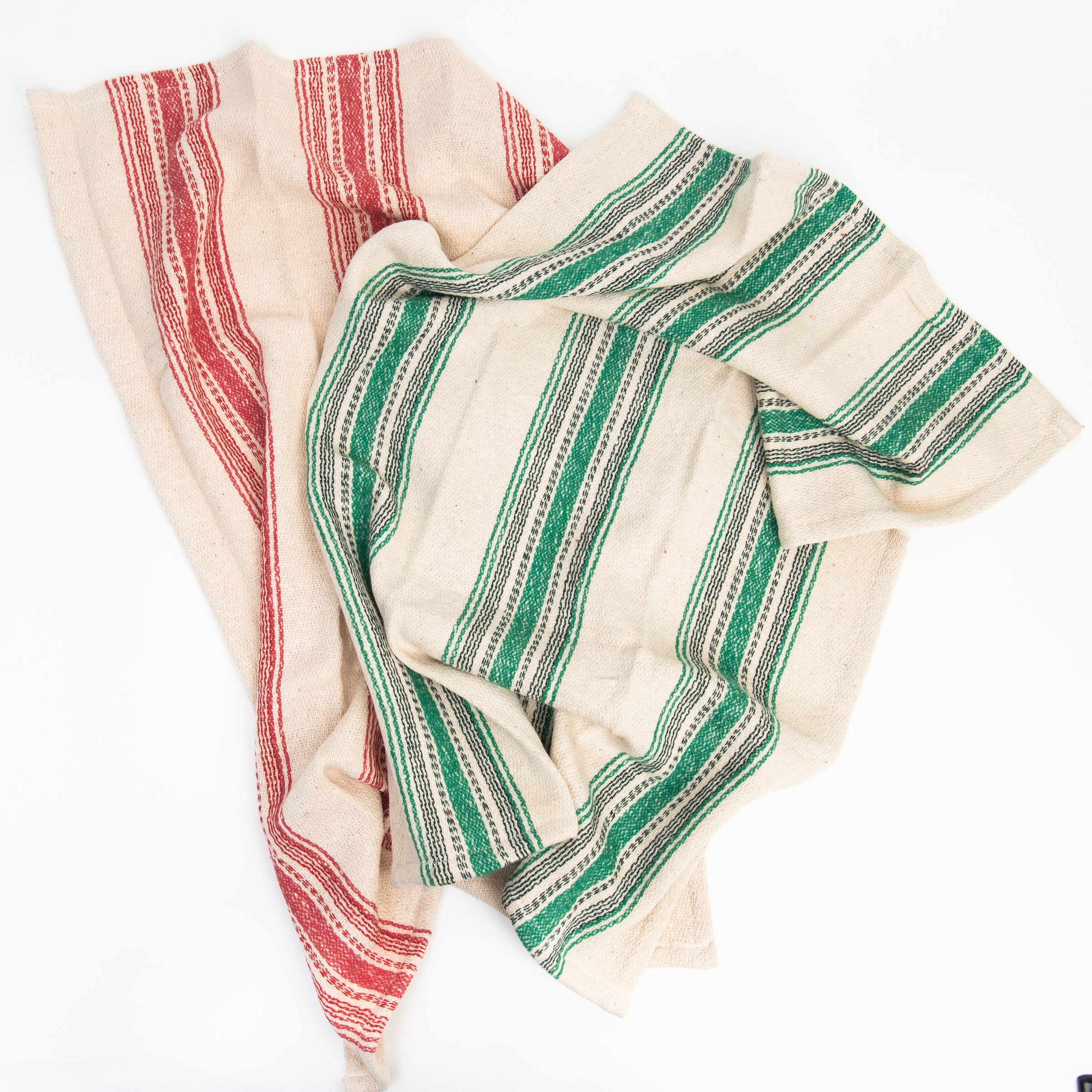 Holiday Woven Flour Sack Tea Towels on a white background at Addison West