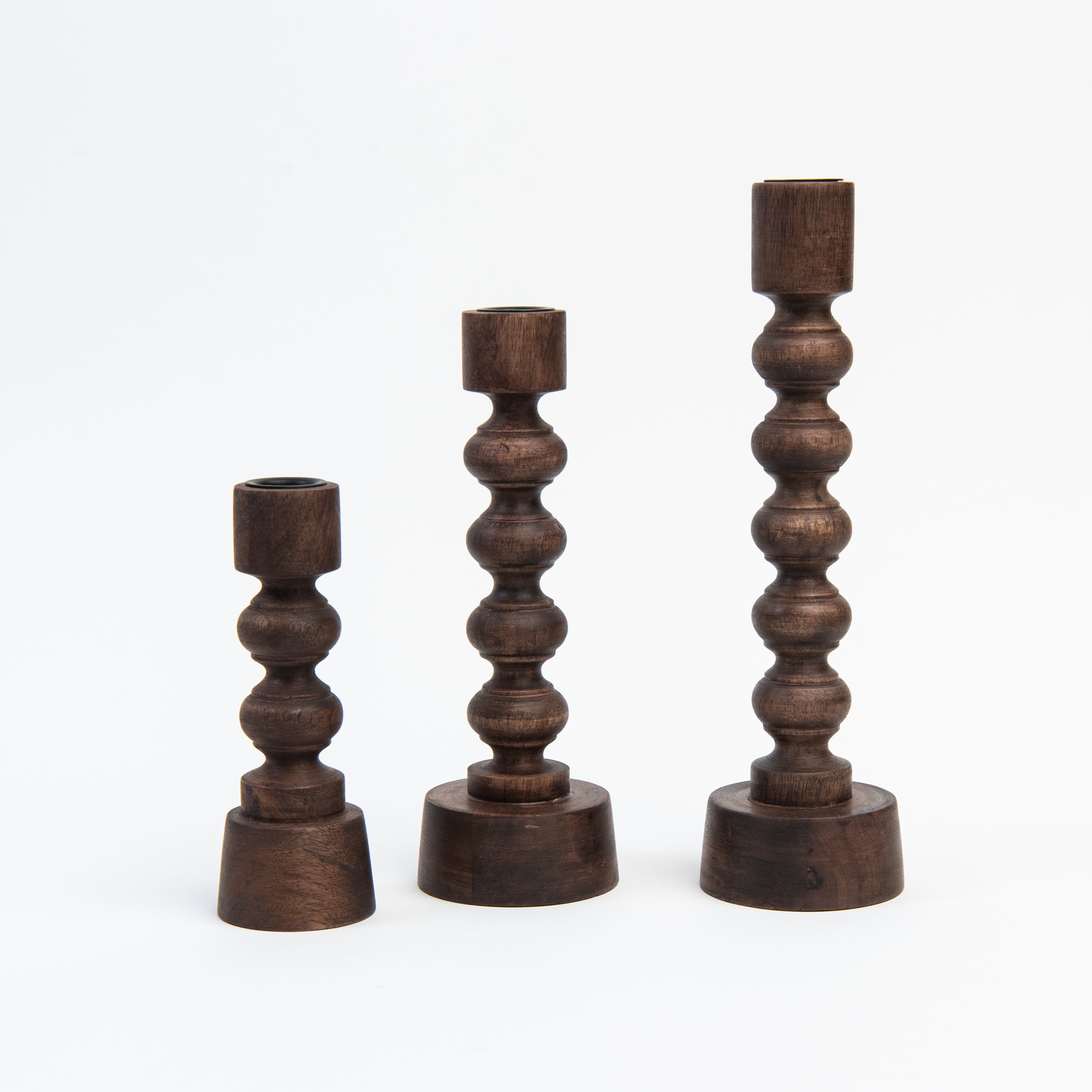 Woodspun Candle Holder on a white background at Addison West