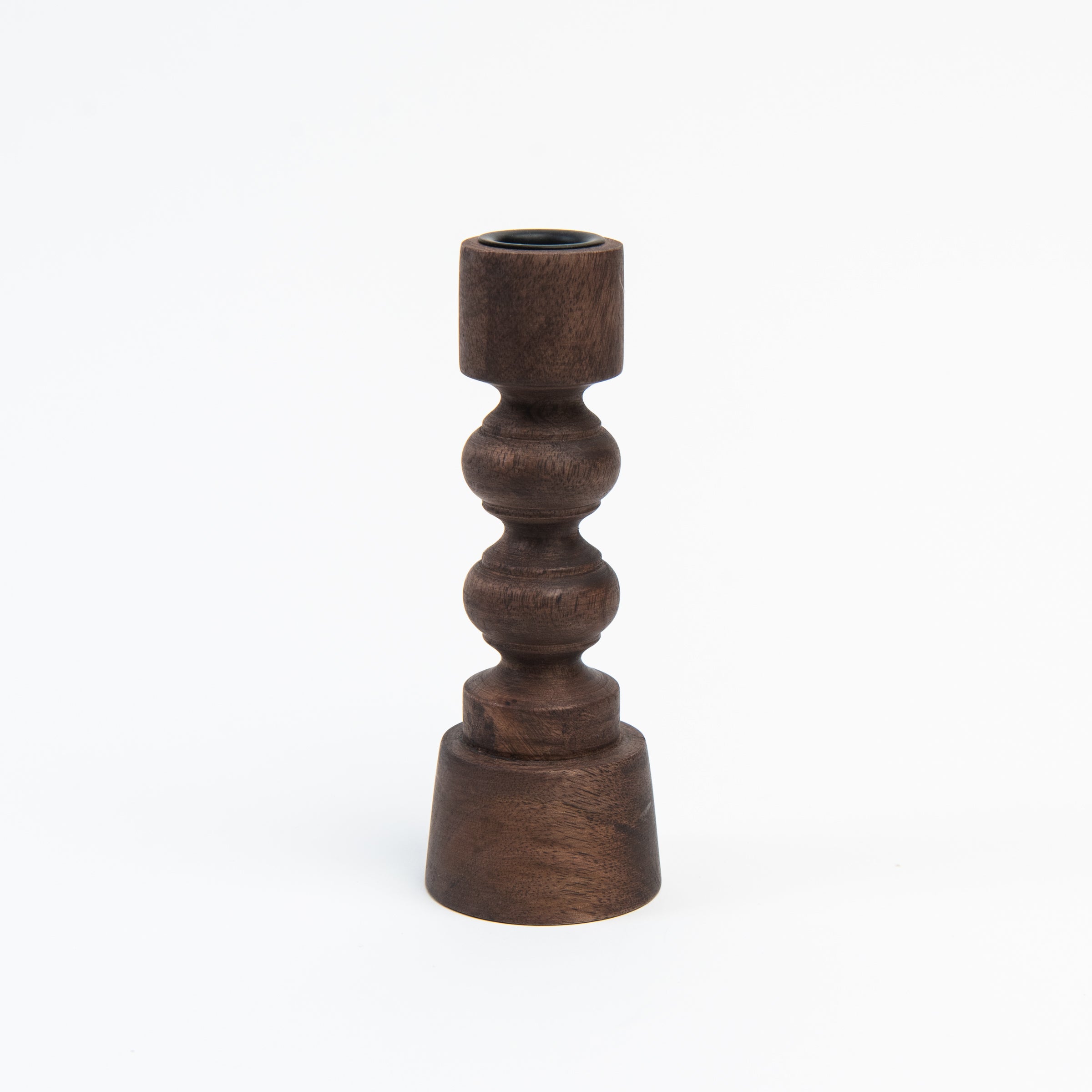 Woodspun Candle Holder on a white background at Addison West