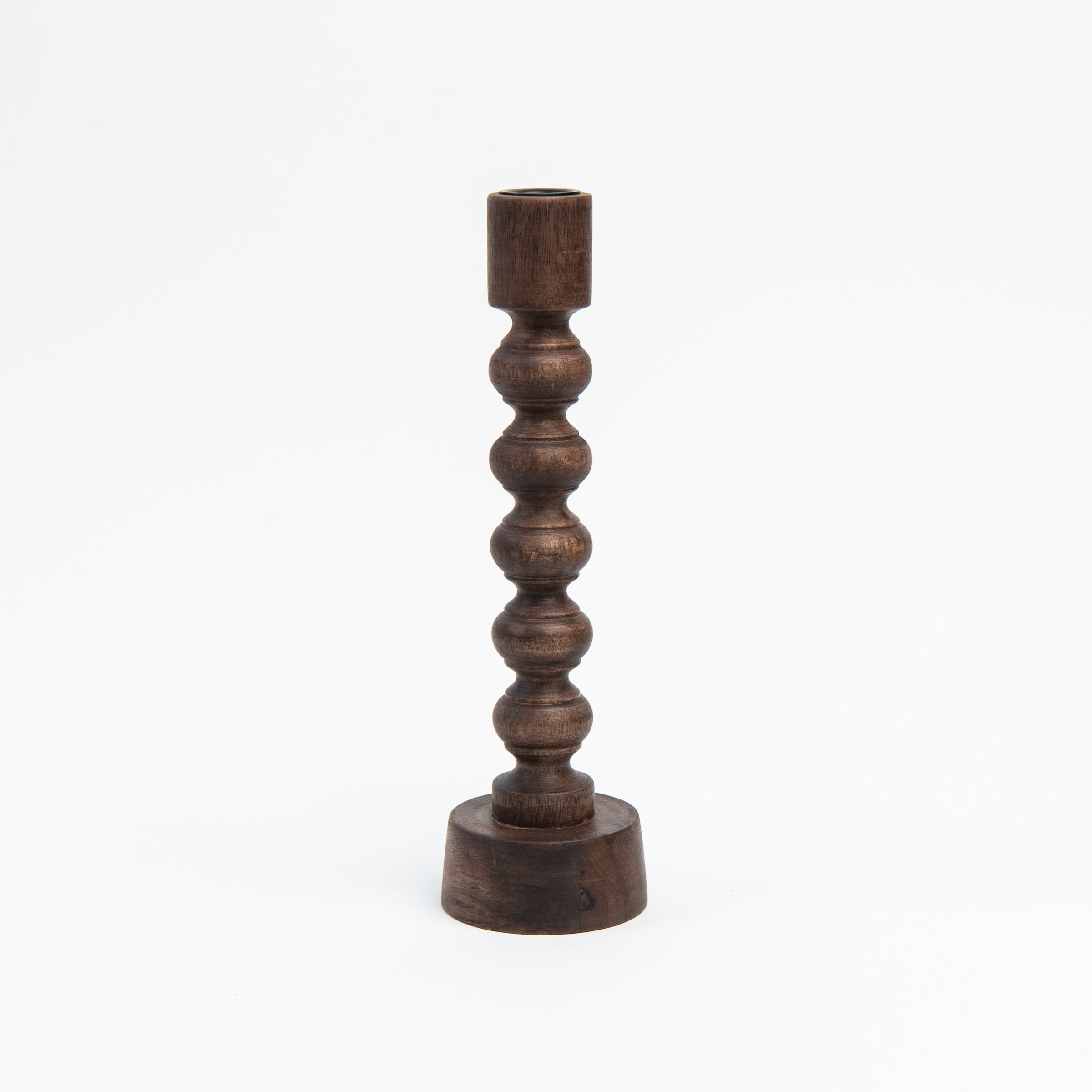 Woodspun Candle Holder on a white background at Addison West