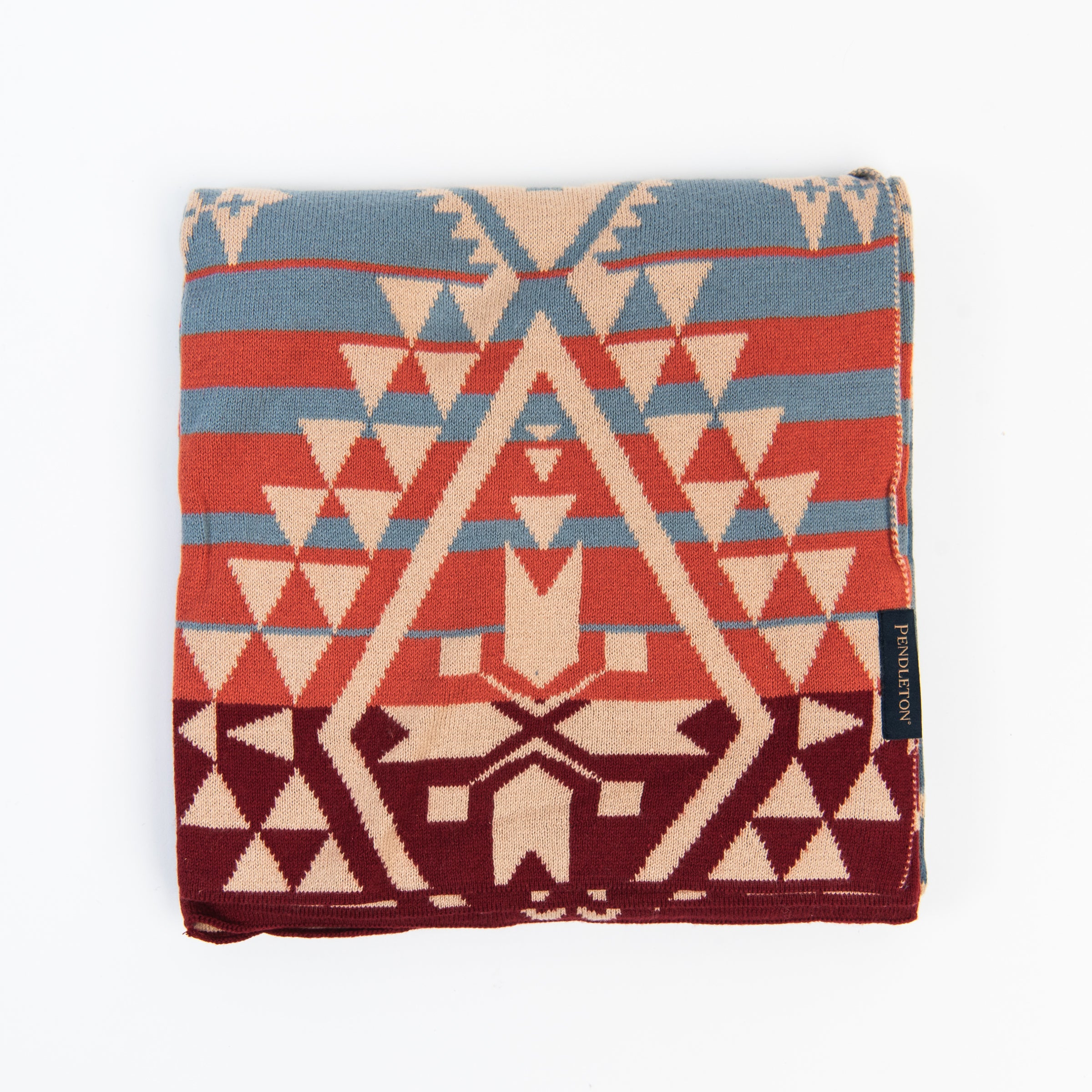 Pendleton Knit Baby Blanket and Beanie in Desert Sky on a white background at Addison West