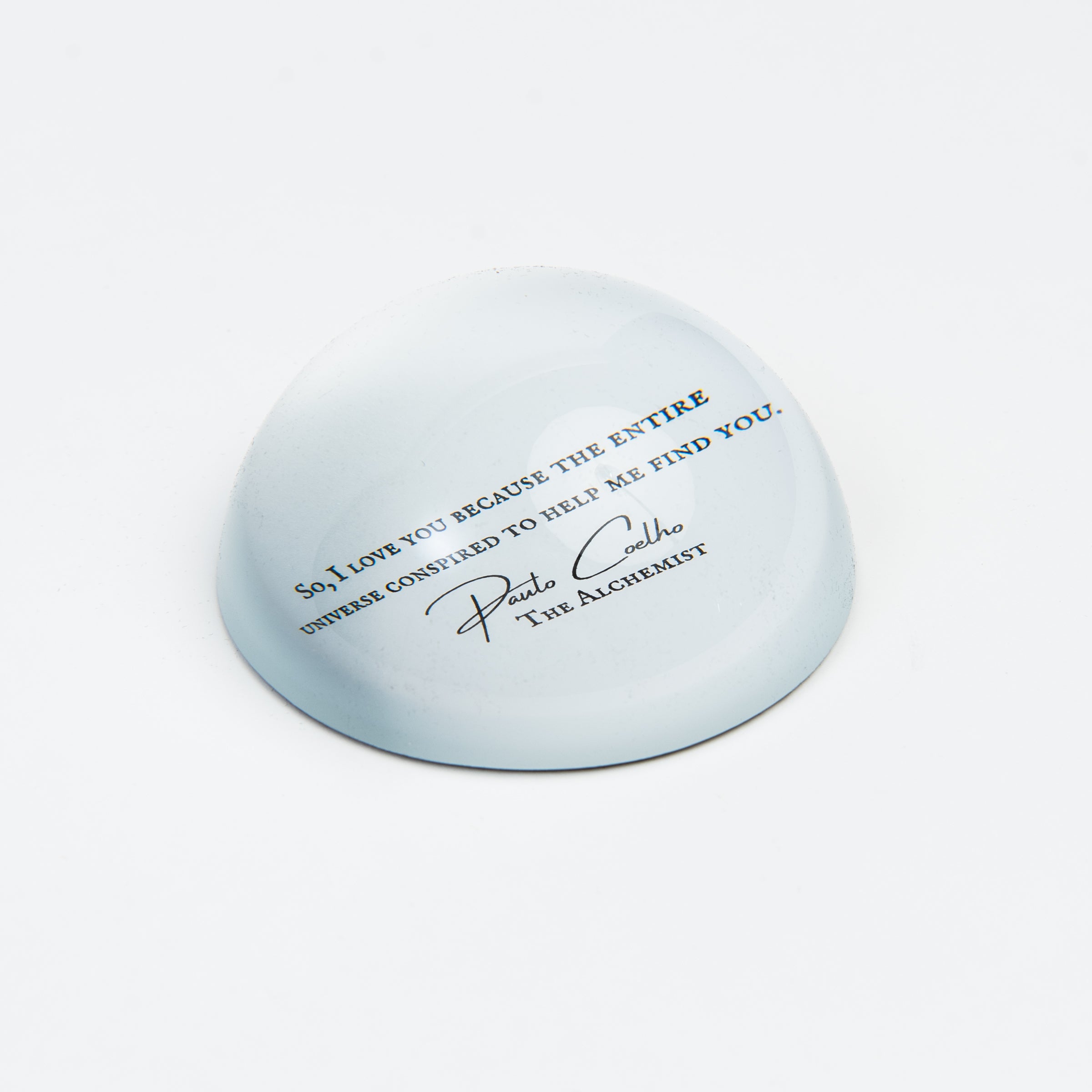 The Alchemist Paulo Coelho Quote Paperweight on a white background at Addison West
