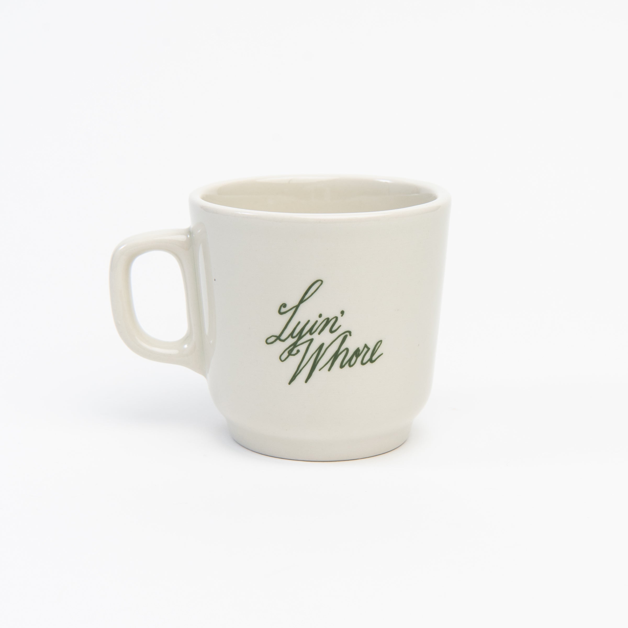 Lyin' Whore Mug on a white background at Addison West