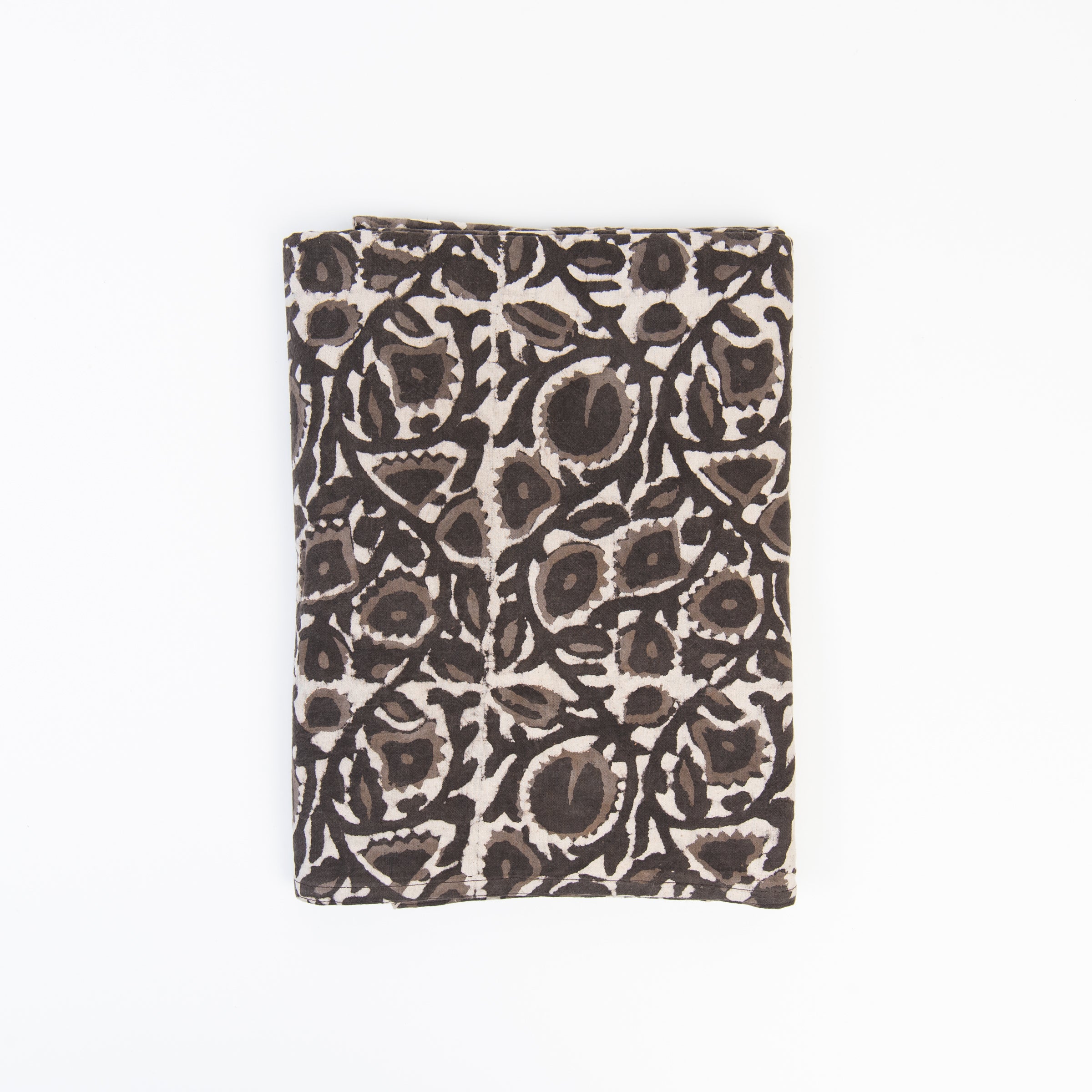 Celeste Block Print Tablecloth, 60" x 104" on a white background at Addison West