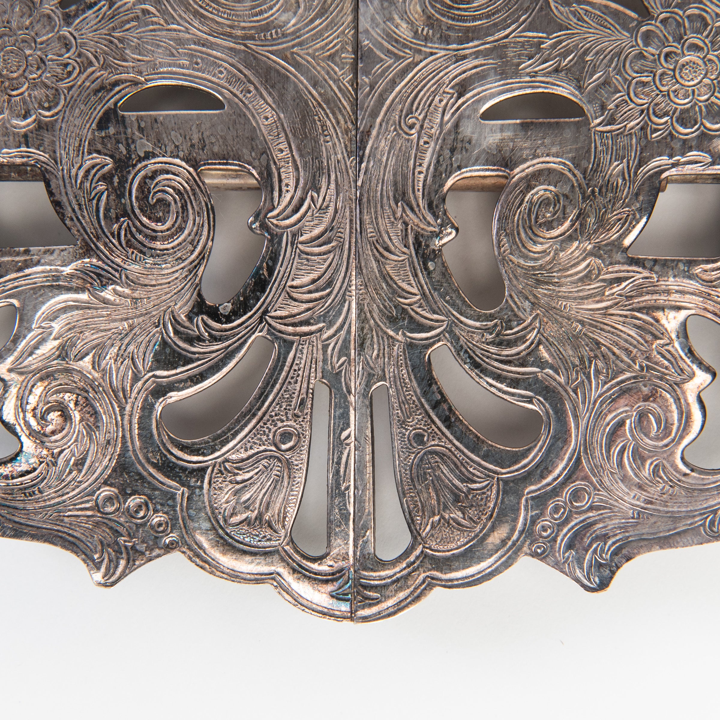 Close up of Vintage Silver Trivet #2 on a white background at Addison West