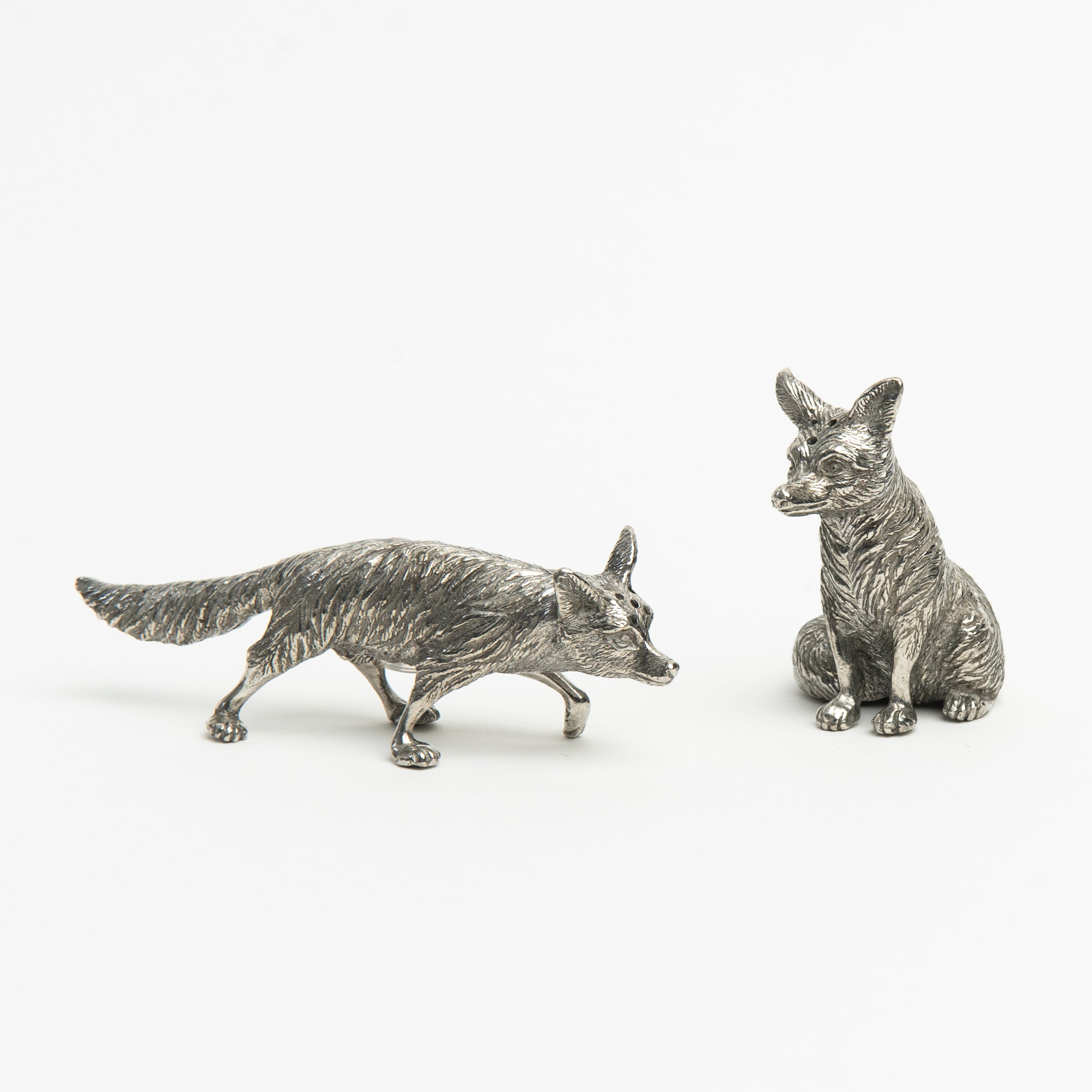 Pewter Foxes Salt & Pepper Set on a white background at Addison West
