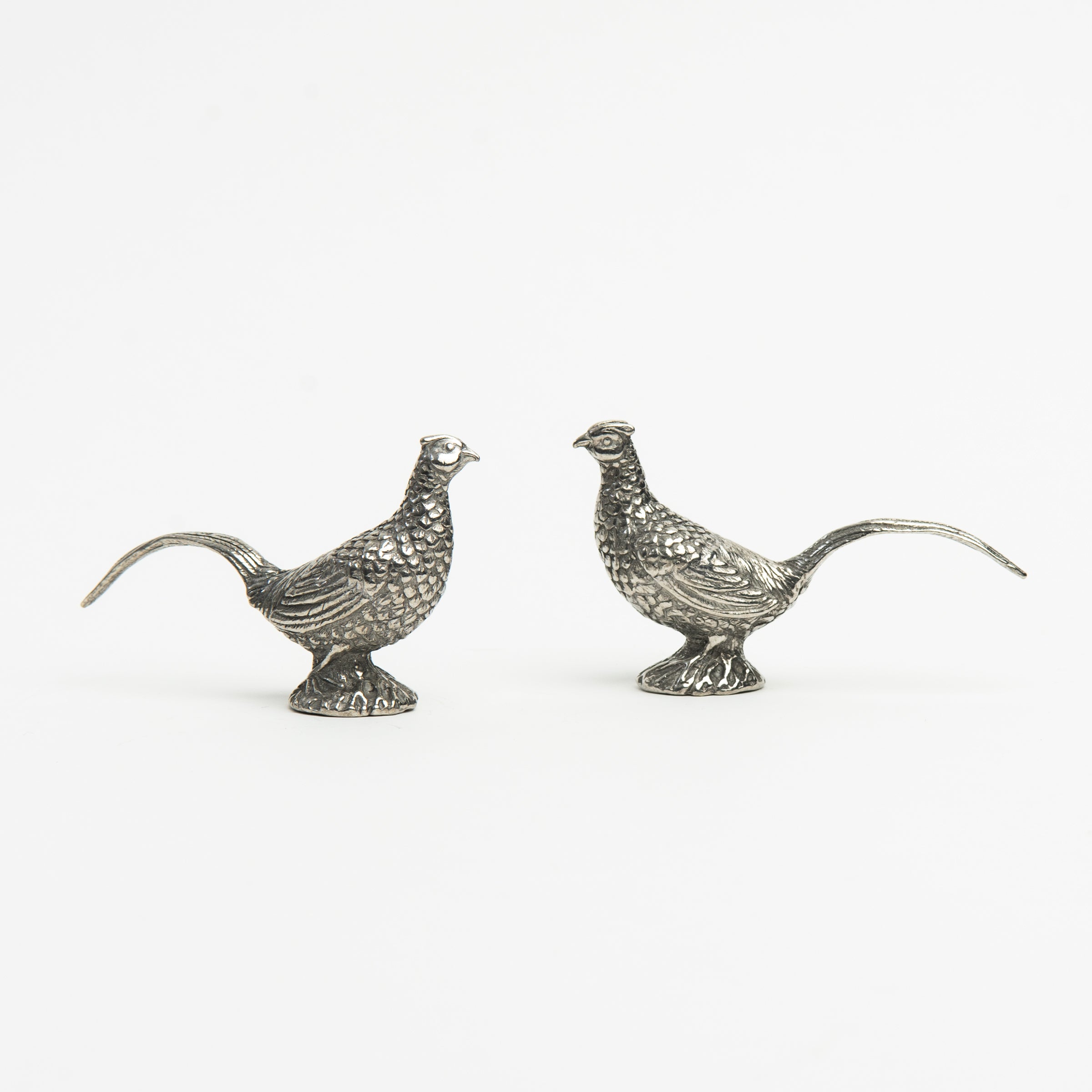 Pewter Pheasants Salt & Pepper Set on a white background at Addison West