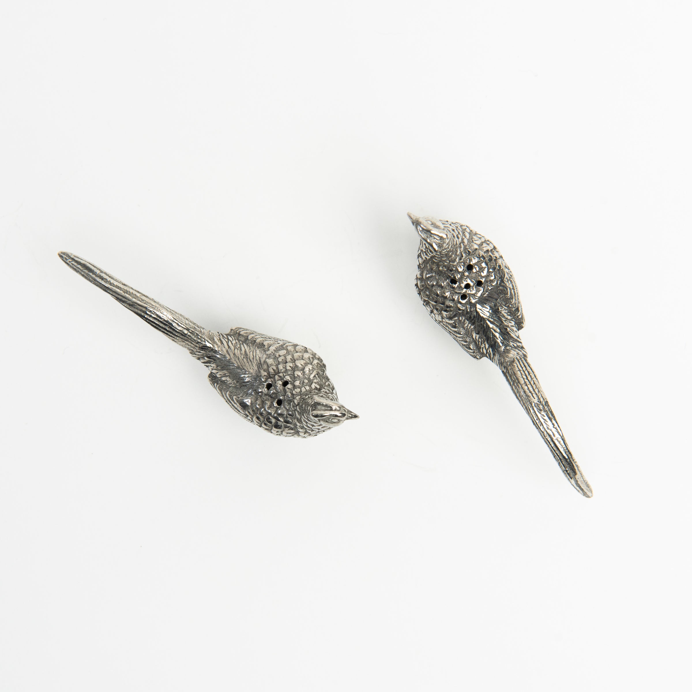 Pewter Pheasants Salt & Pepper Set on a white background at Addison West