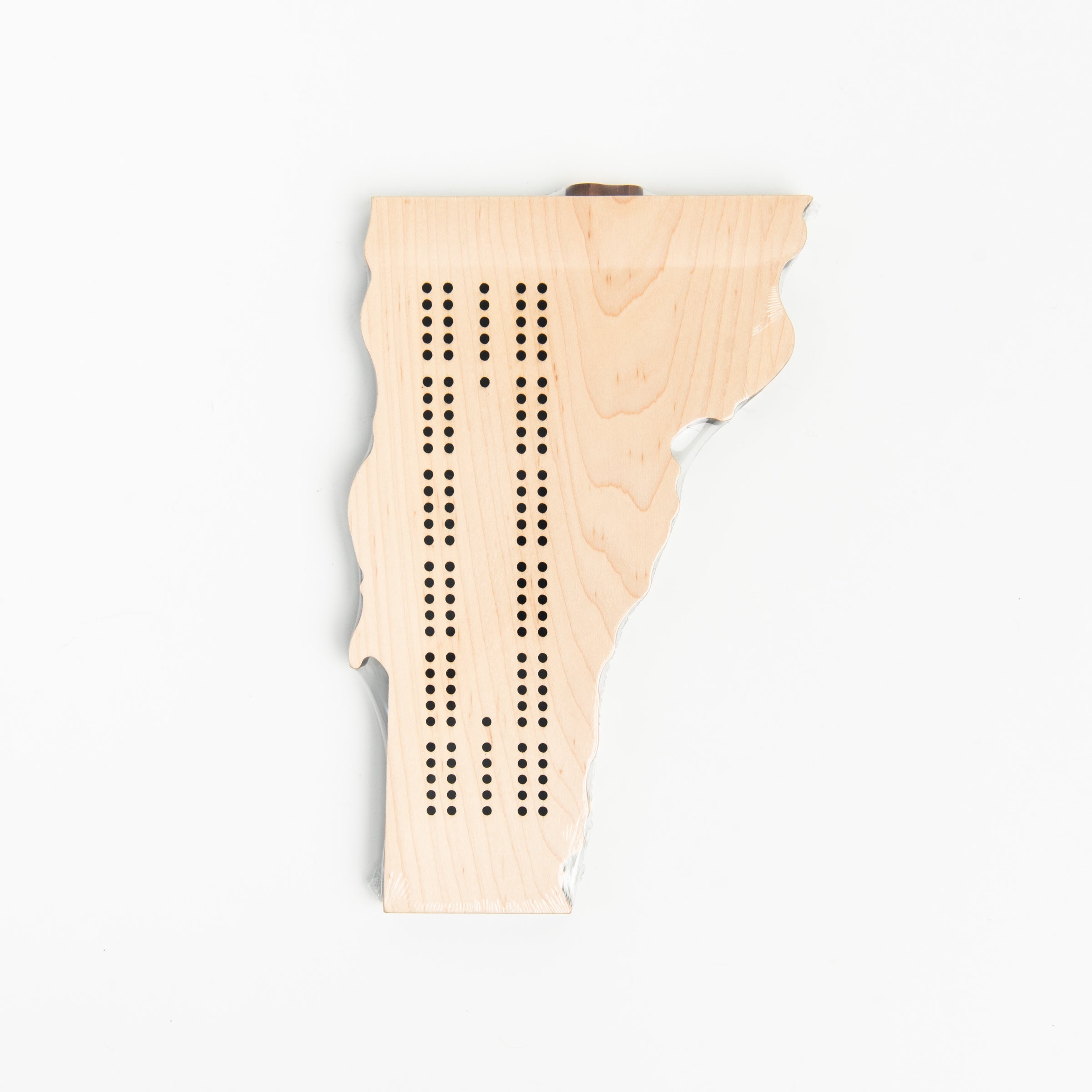 Maple Landmark Vermont Cribbage Board on a white background at Addison West